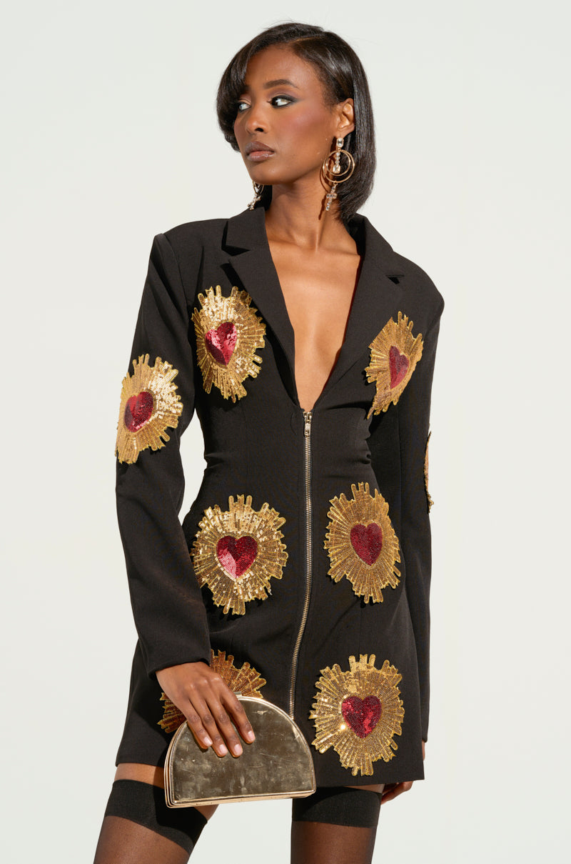 GLISTENIN IN GOLD BLAZER DRESS AKIRA GLISTENIN IN GOLD BLAZER DRESS AKIRA