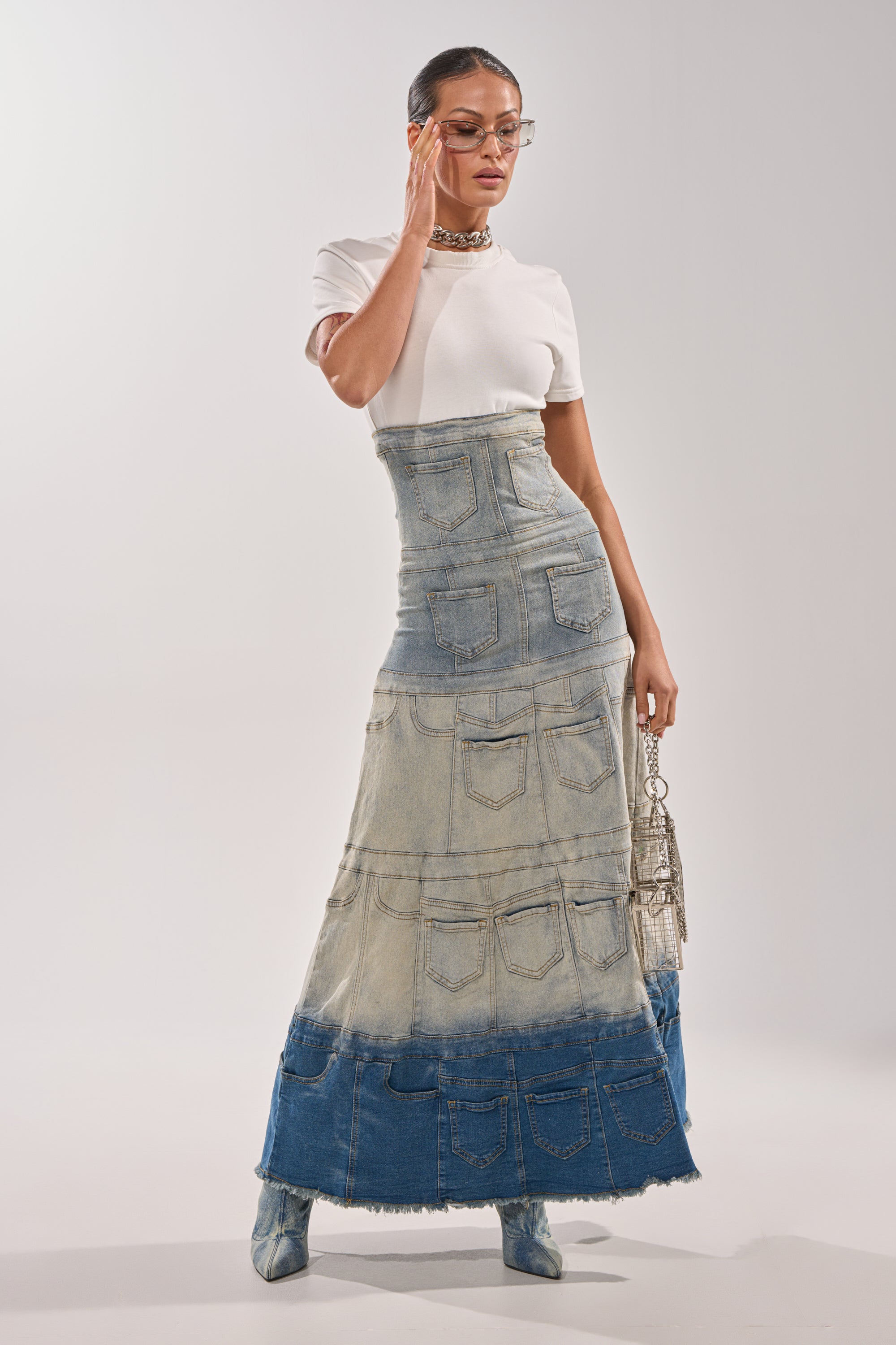 DENIM ON DENIM LAYERED MAXI DRESS AKIRA DENIM ON DENIM LAYERED MAXI DRESS AKIRA