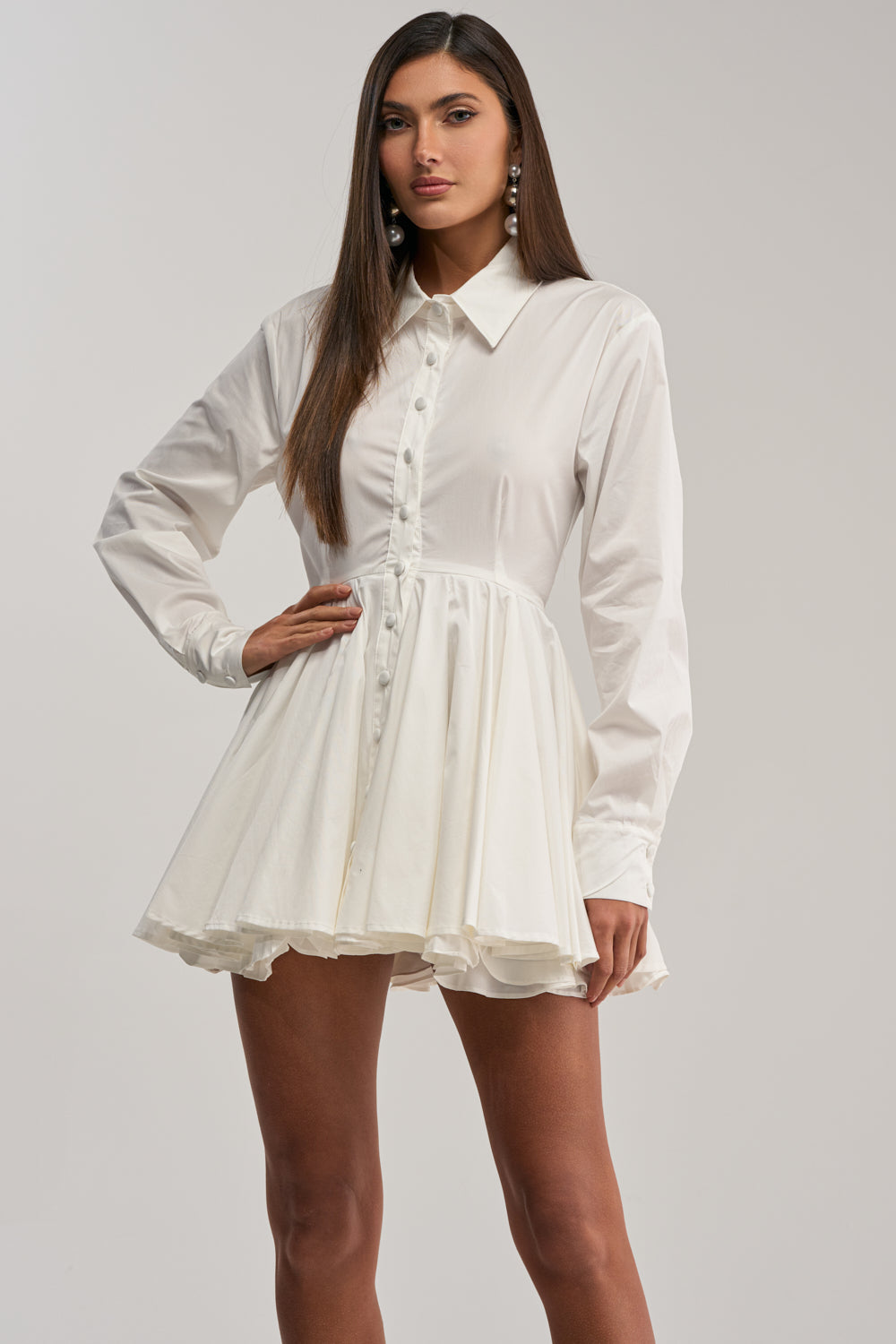 mini dress with full skirt Long Sleeve Tulle Mini Dress with Detachable Ruffle Train  HAREM's Brides