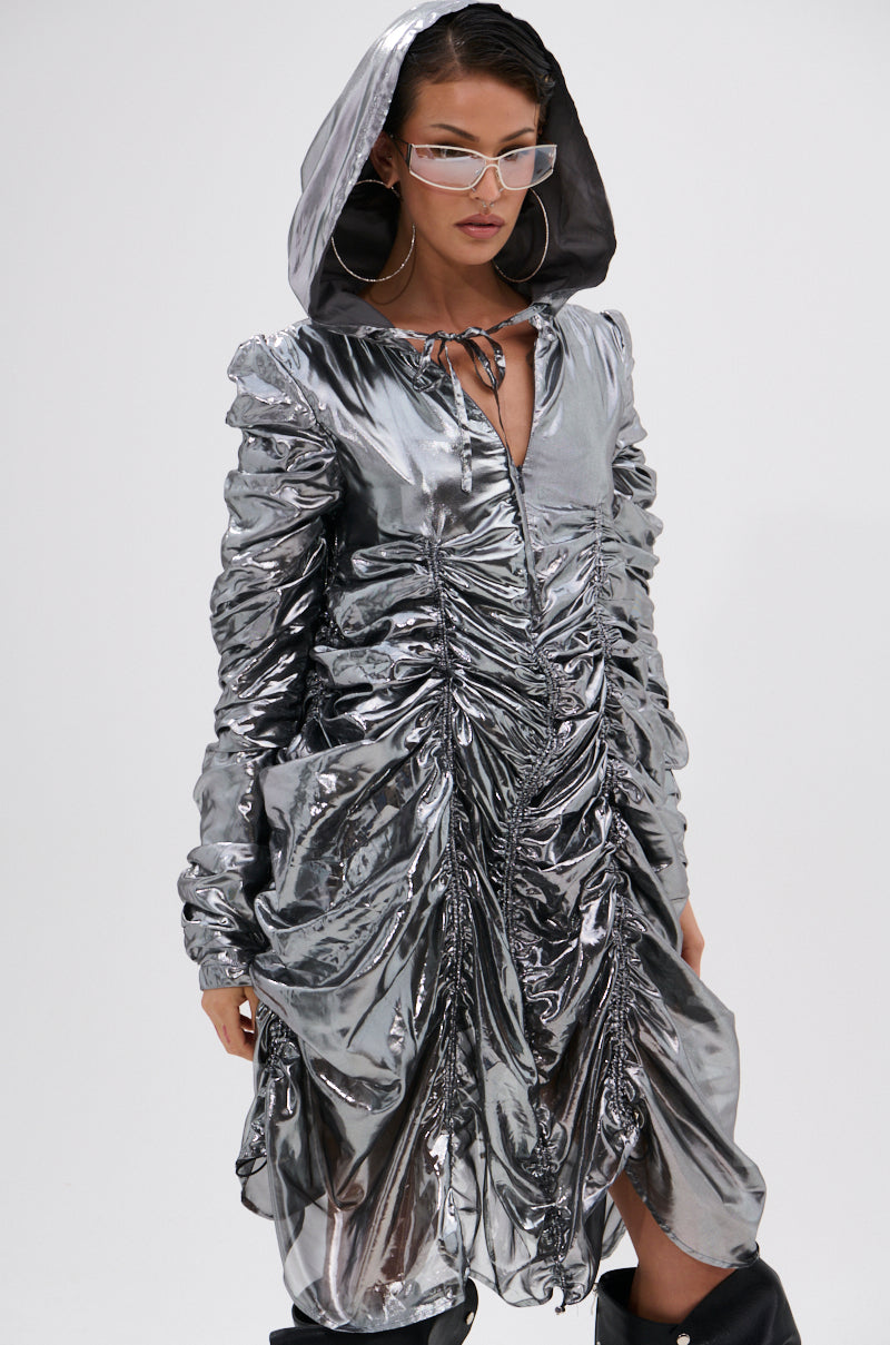 hooded metallic dress WAYS TO GO METALLIC ADJUSTABLE DRESS – AKIRA