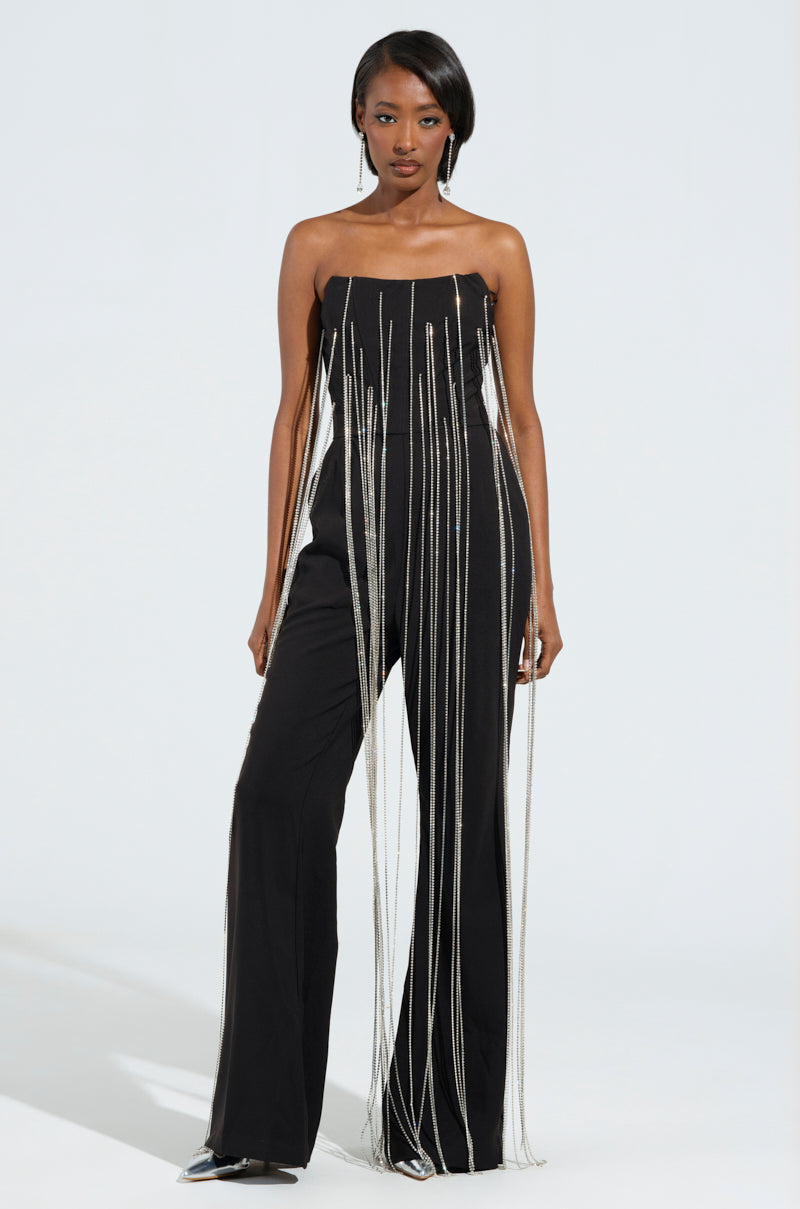 DANCING THE NIGHT AWAY WOVEN RHINESTONE JUMPSUIT – AKIRA