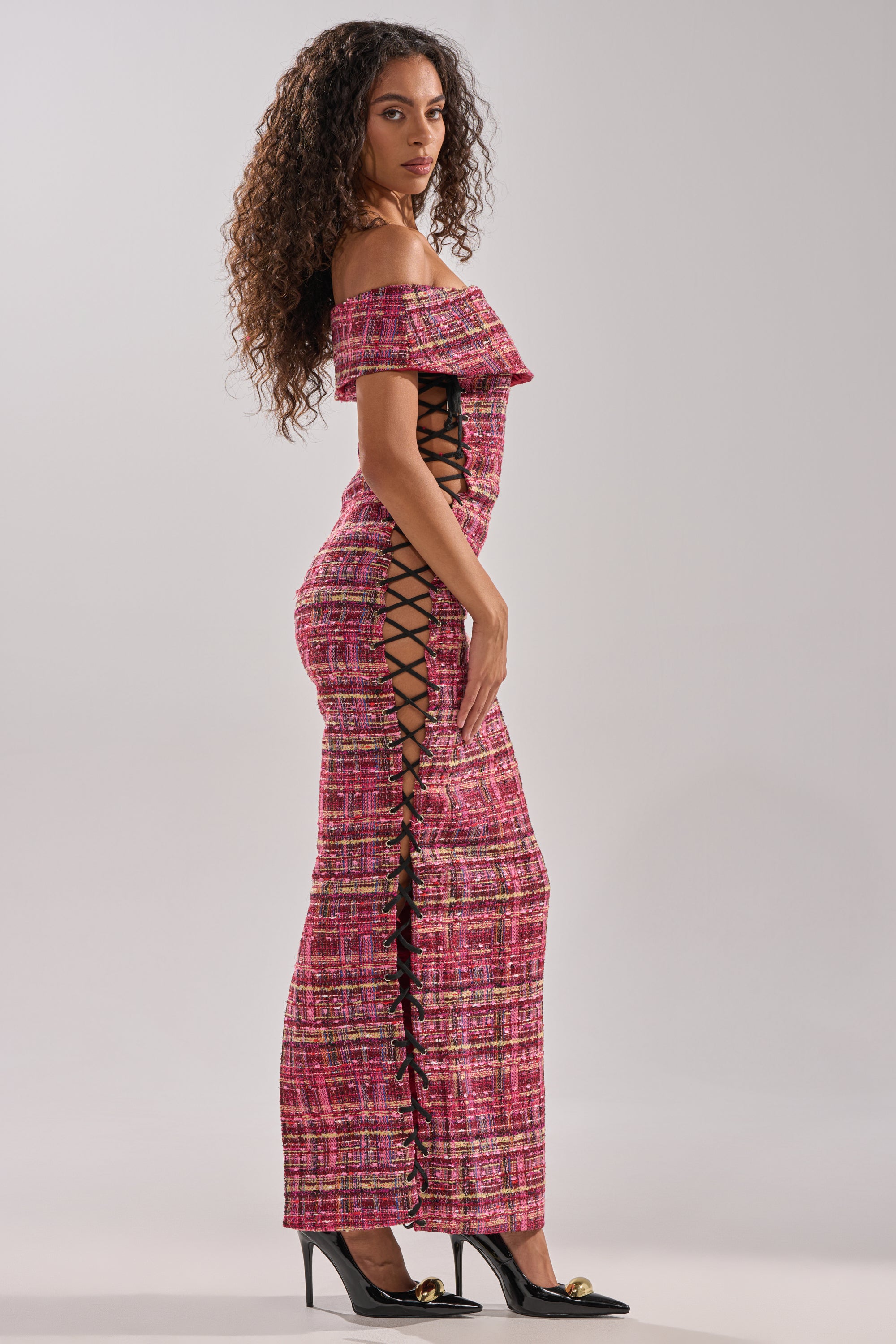 JUST A GIRL TWEED MAXI DRESS AKIRA JUST A GIRL TWEED MAXI DRESS AKIRA