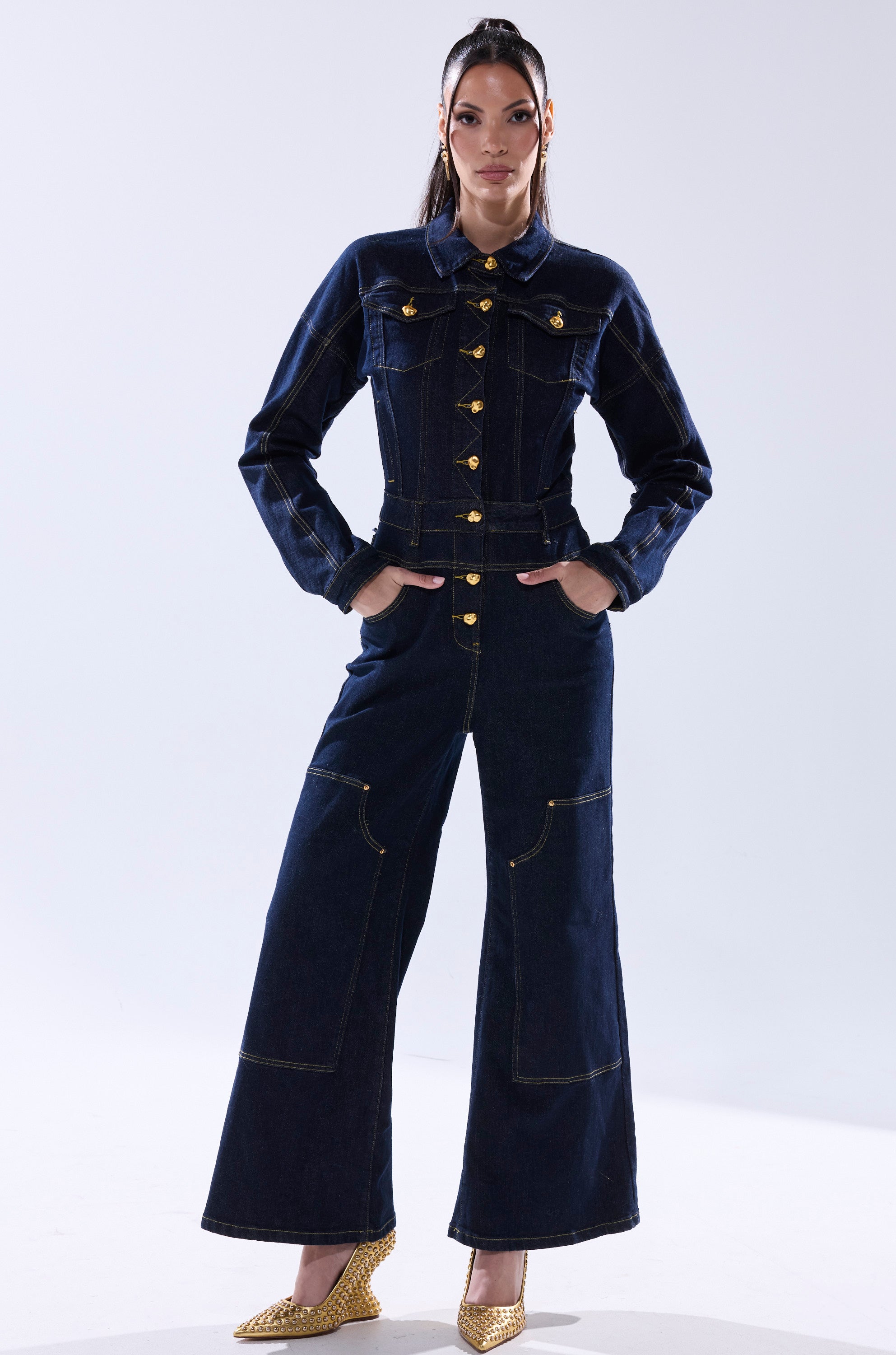 ANGELA CARGO DENIM JUMPSUIT – AKIRA