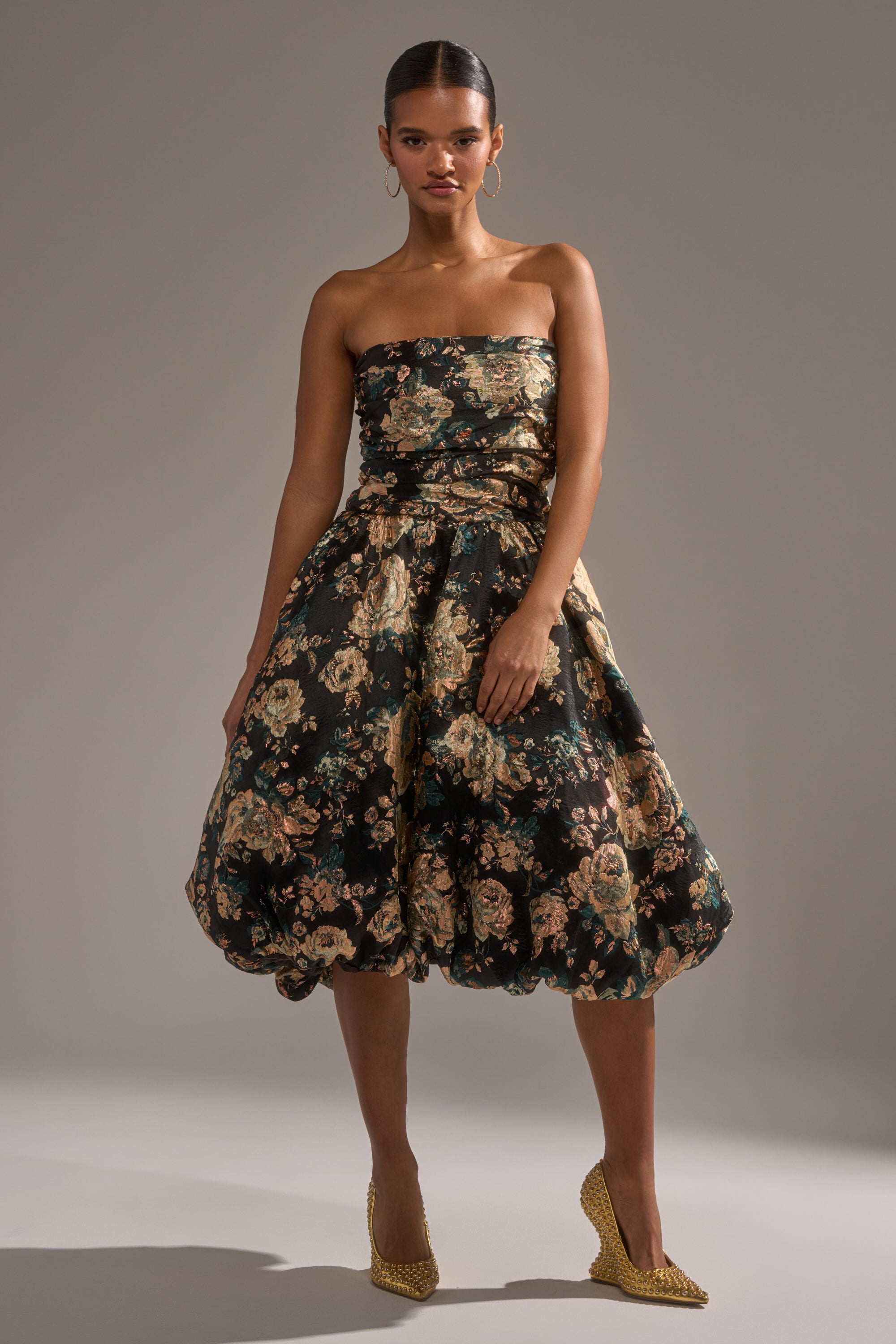 DRESSED TO IMPRESS BROCADE MIDI DRESS AKIRA DRESSED TO IMPRESS BROCADE MIDI DRESS AKIRA