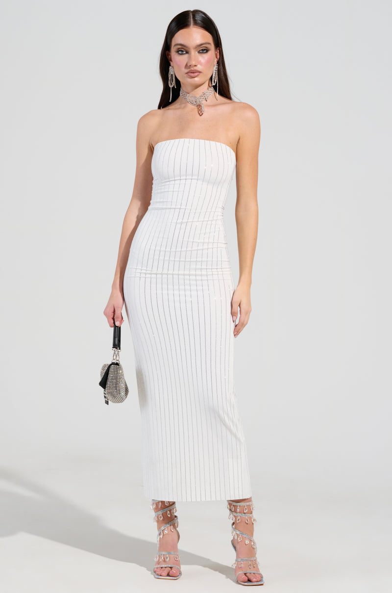 NEVER BASIC SEAMLESS MIDI DRESS WITH RHINESTONES – AKIRA