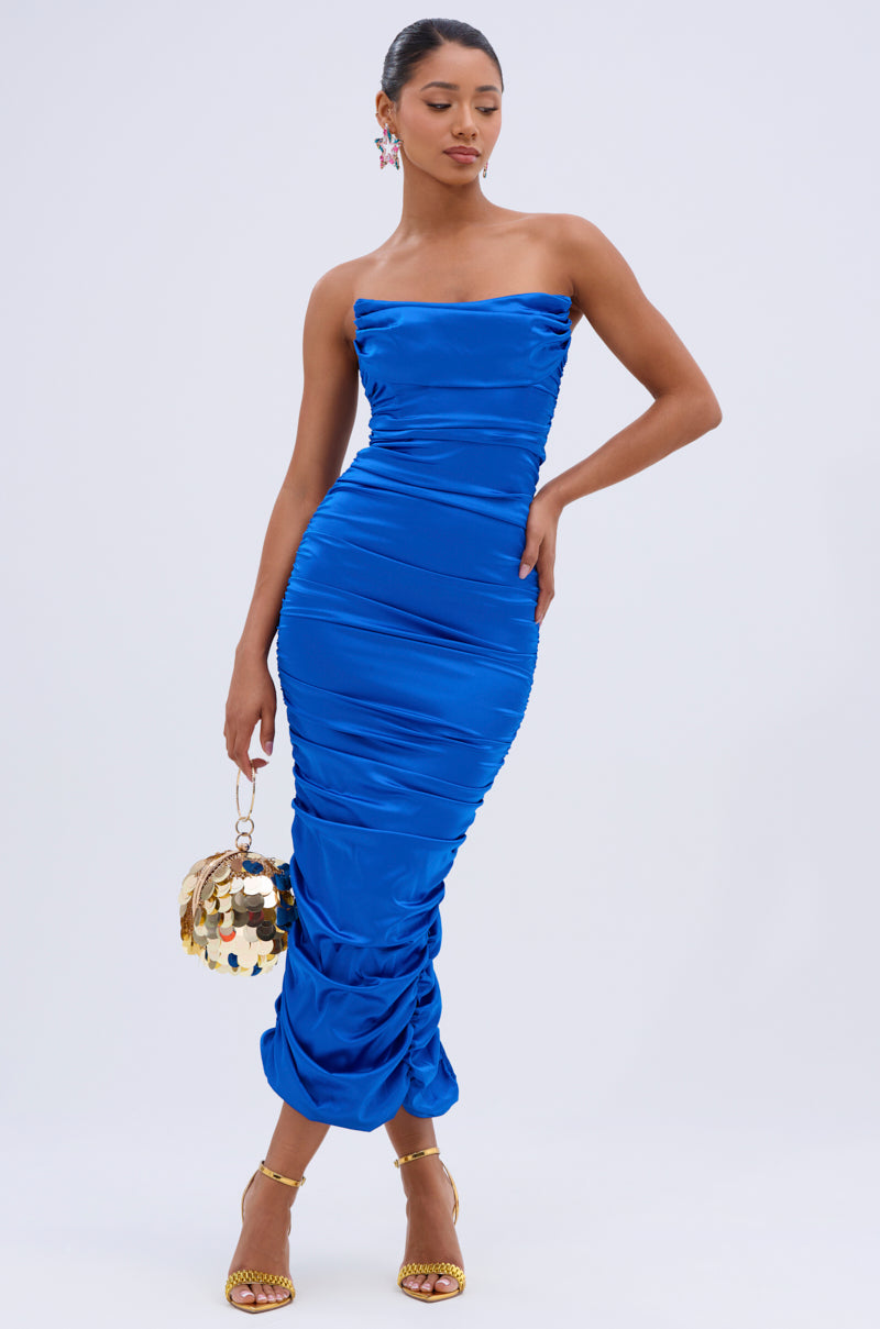 strappy satin cowl midi dress NICOLE SATIN MIDI DRESS – AKIRA