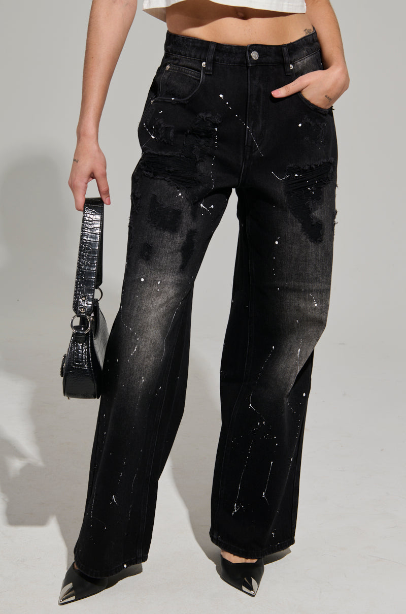 BACK IN BLACK DISTRESSED DENIM JEANS – AKIRA