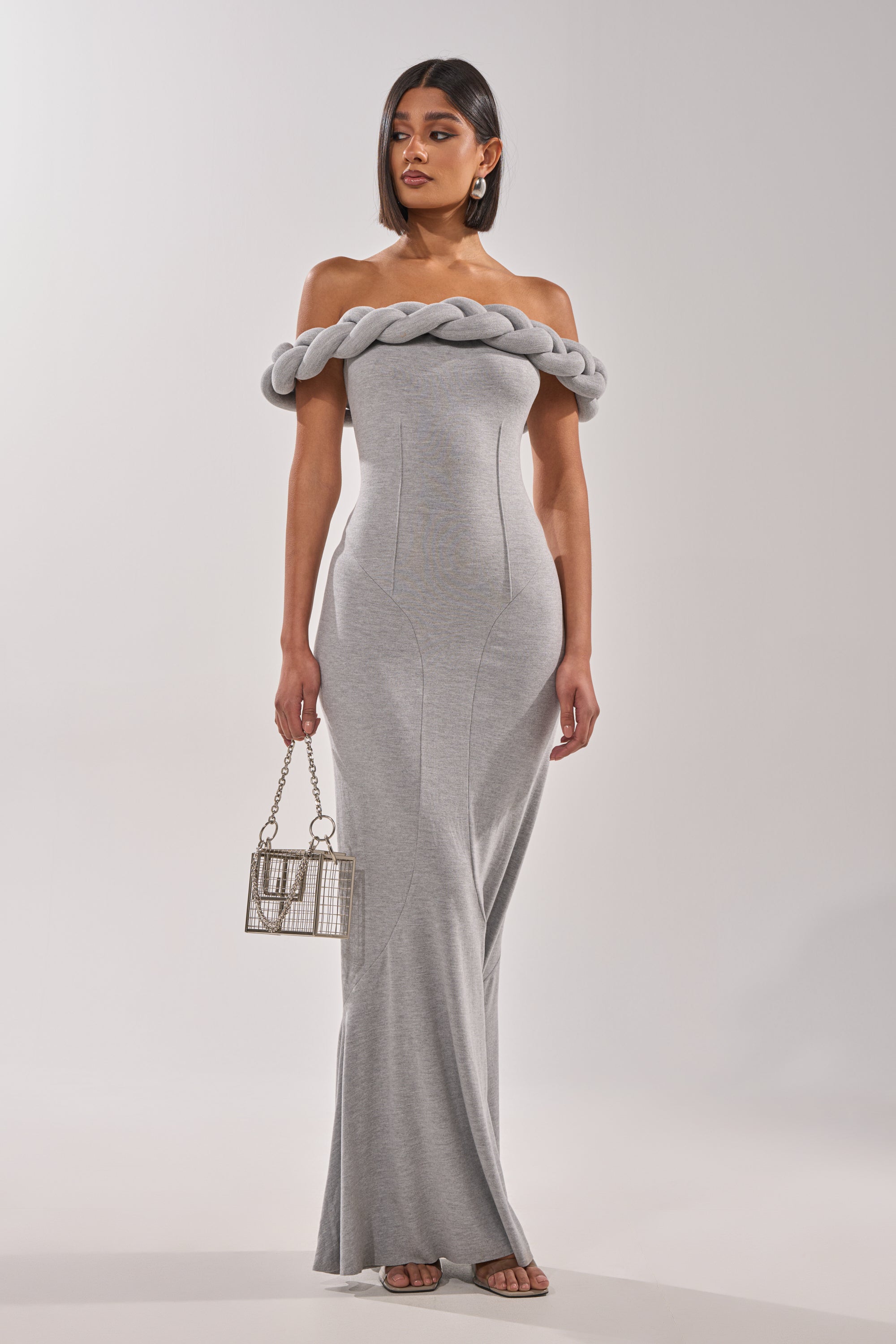 RIM.ARK Tailored maxi dress グレー36サイズ GODDESS HOUR KNIT MAXI DRESS – AKIRA