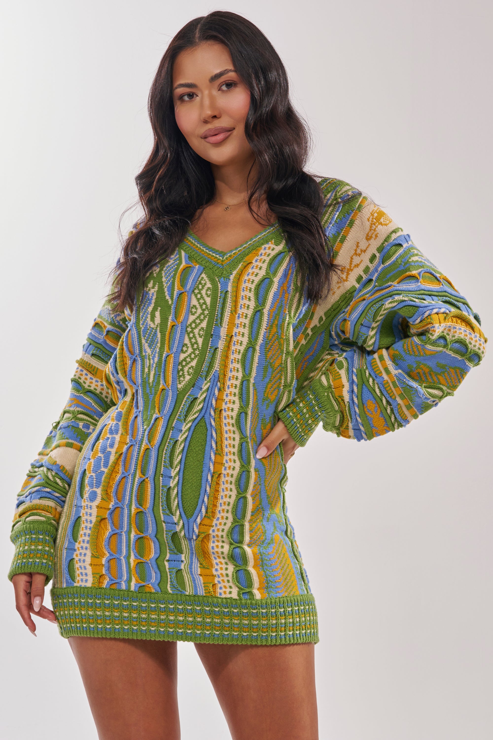 AKIRA Feelin Cozy V-Neck Sweater Dress