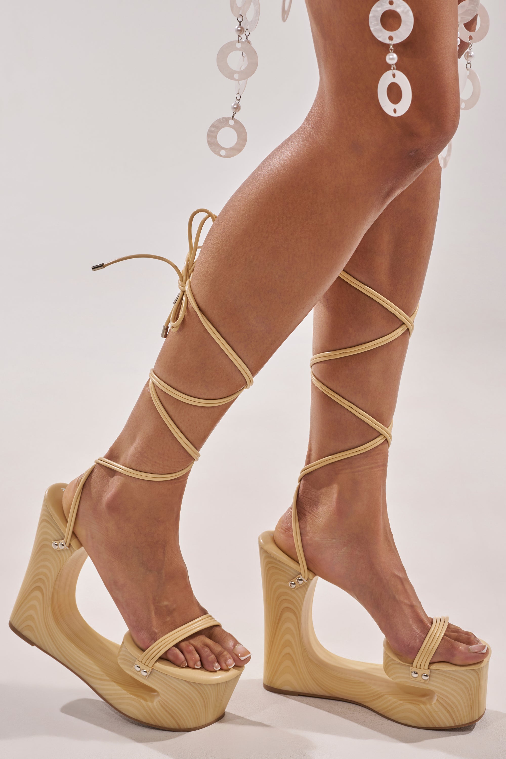 AZALEA WANG CIPRIANO BEIGE STRAP EMPTY WEDGE SANDAL – AKIRA