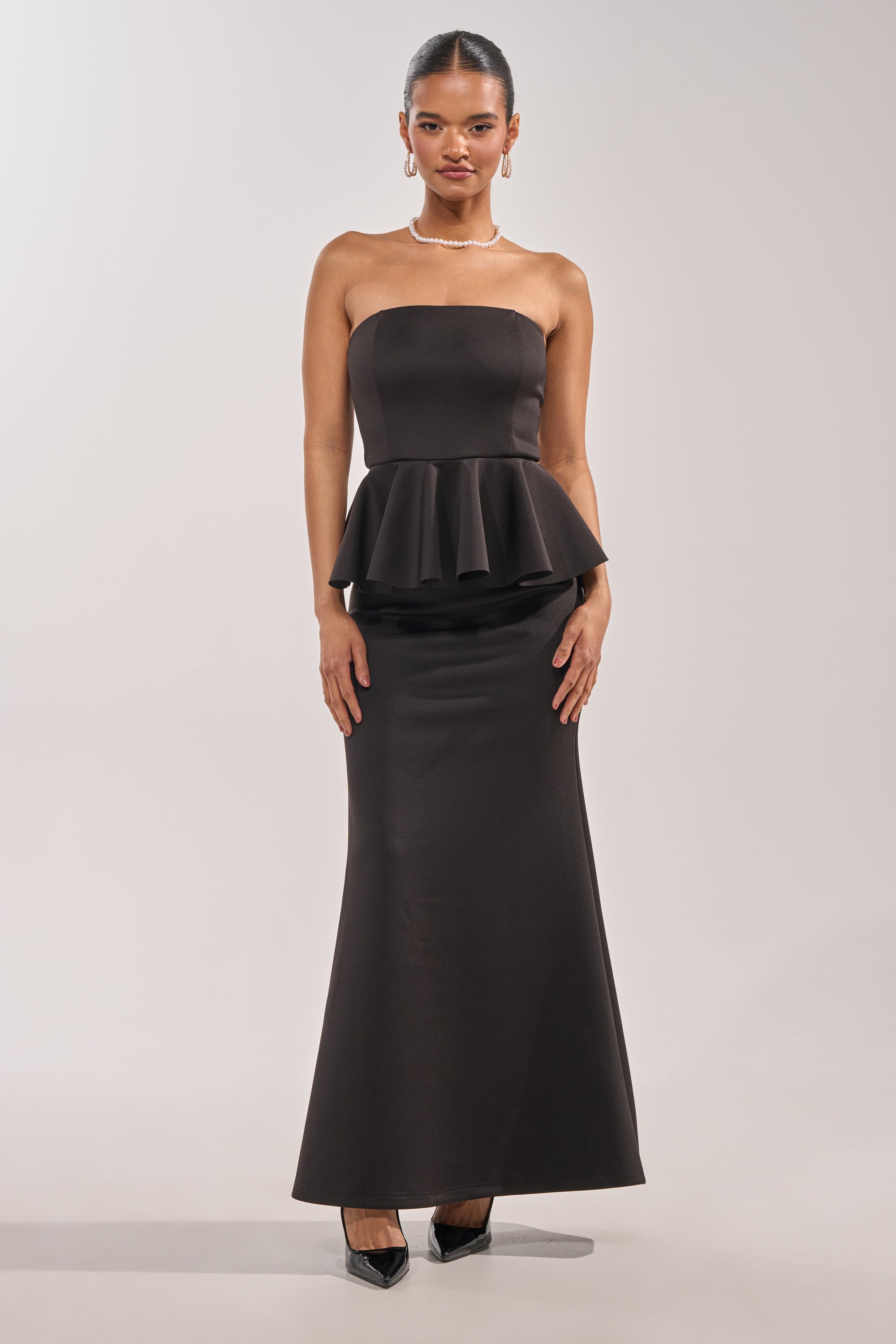AKIRA Building An Empire Strapless Maxi Dress | Black