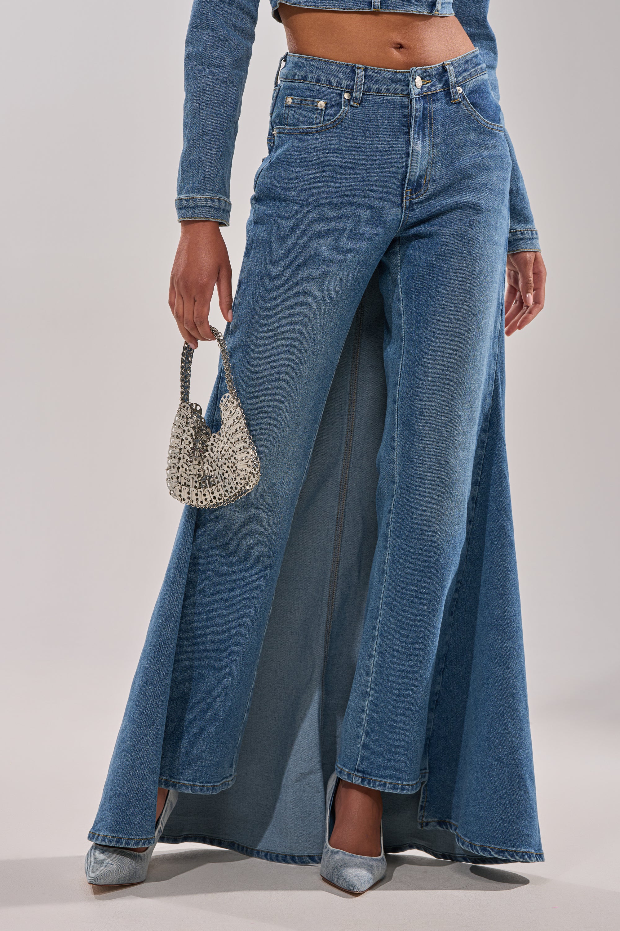 SHAKE IT OFF DENIM PANT WITH SKIRT ATTACHED – AKIRA