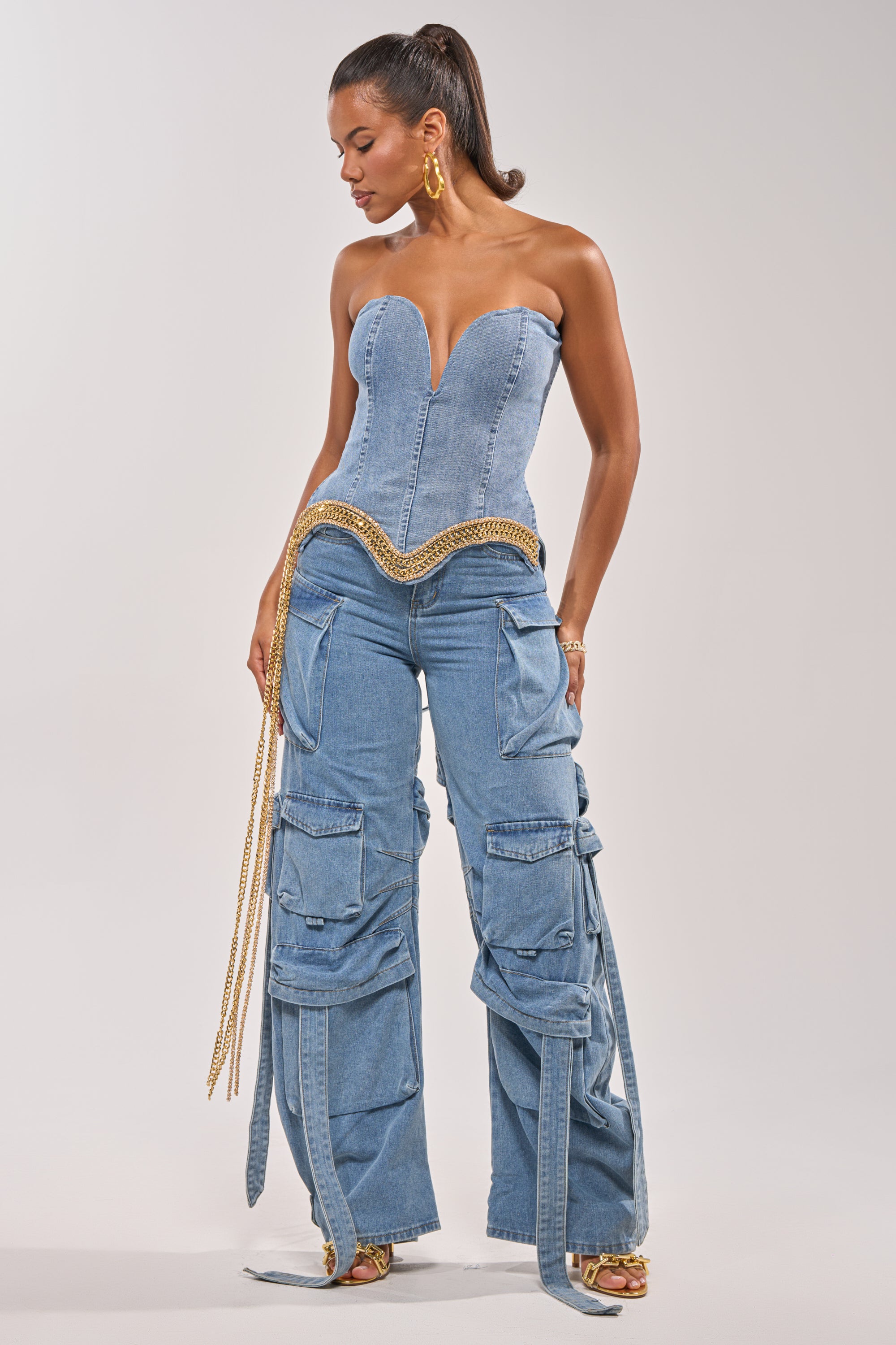 SHOW IT OFF DENIM CORSET – AKIRA