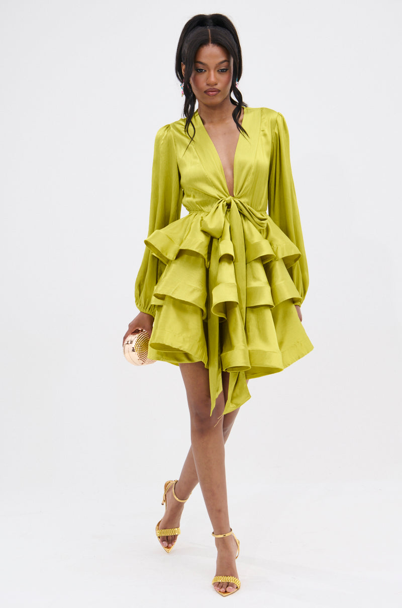 ARIANA SATIN RUFFLED MINI DRESS – AKIRA