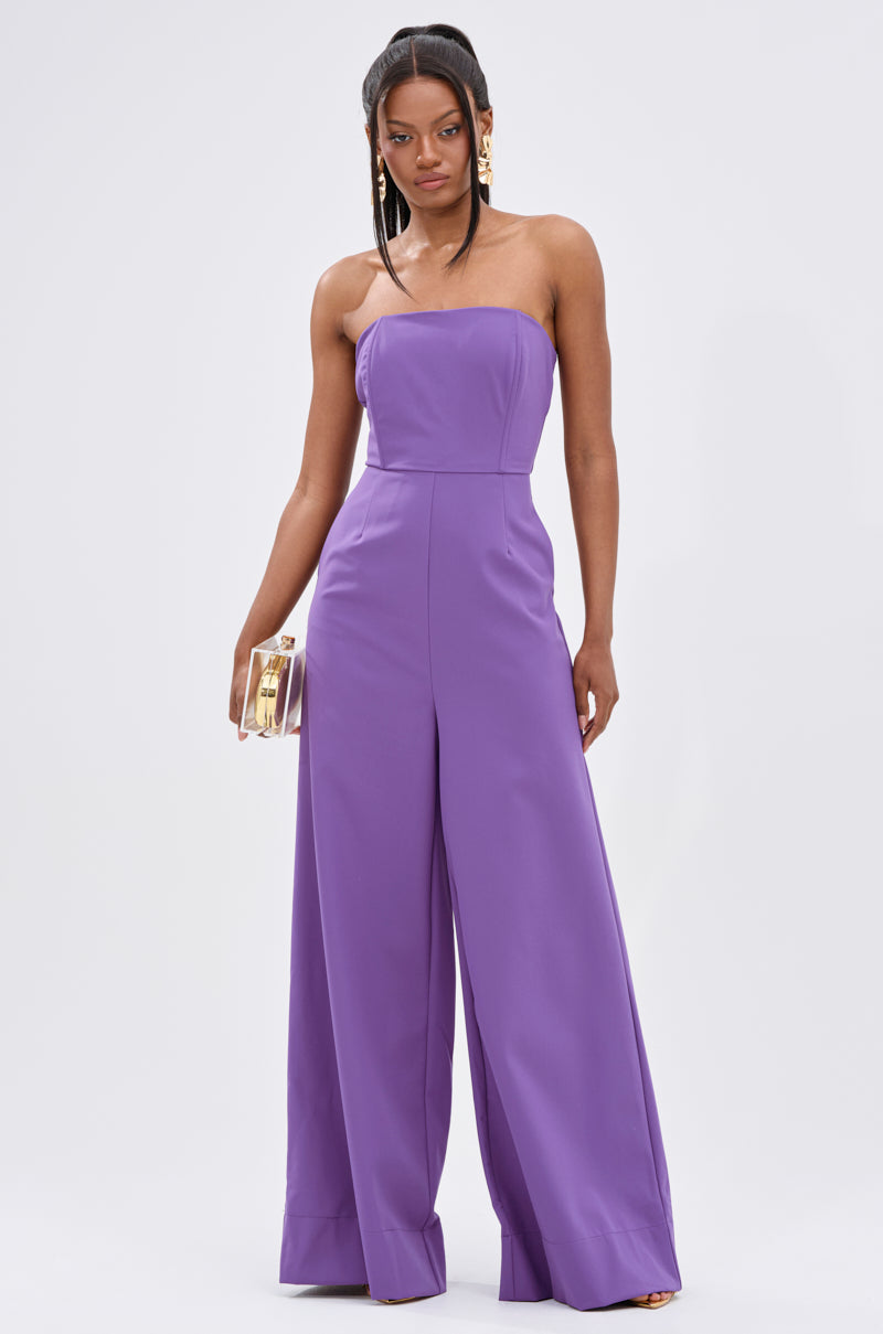 BIG BOSS ENERGY WIDE LEG JUMPSUIT IN PURPLE AKIRA BIG BOSS ENERGY WIDE LEG JUMPSUIT IN PURPLE AKIRA