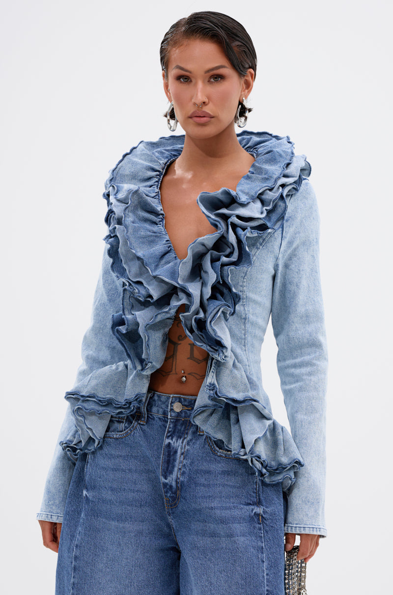 ブラウス LIGHT OZ DENIM FRILL BLOUSE LIGHT OZ DENIM FRILL BLOUSE – calif（カリフ）公式サイト