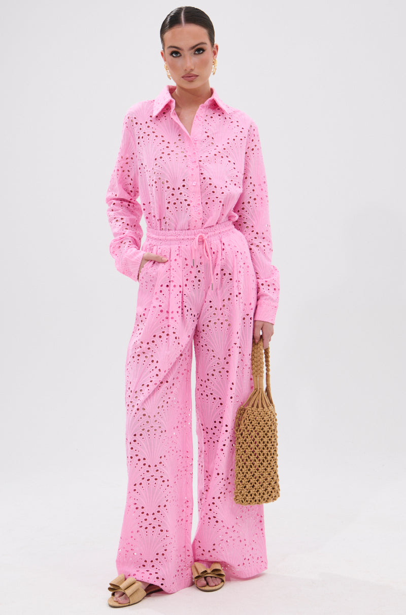 JORDAN EYELET PALAZZO PANT – AKIRA