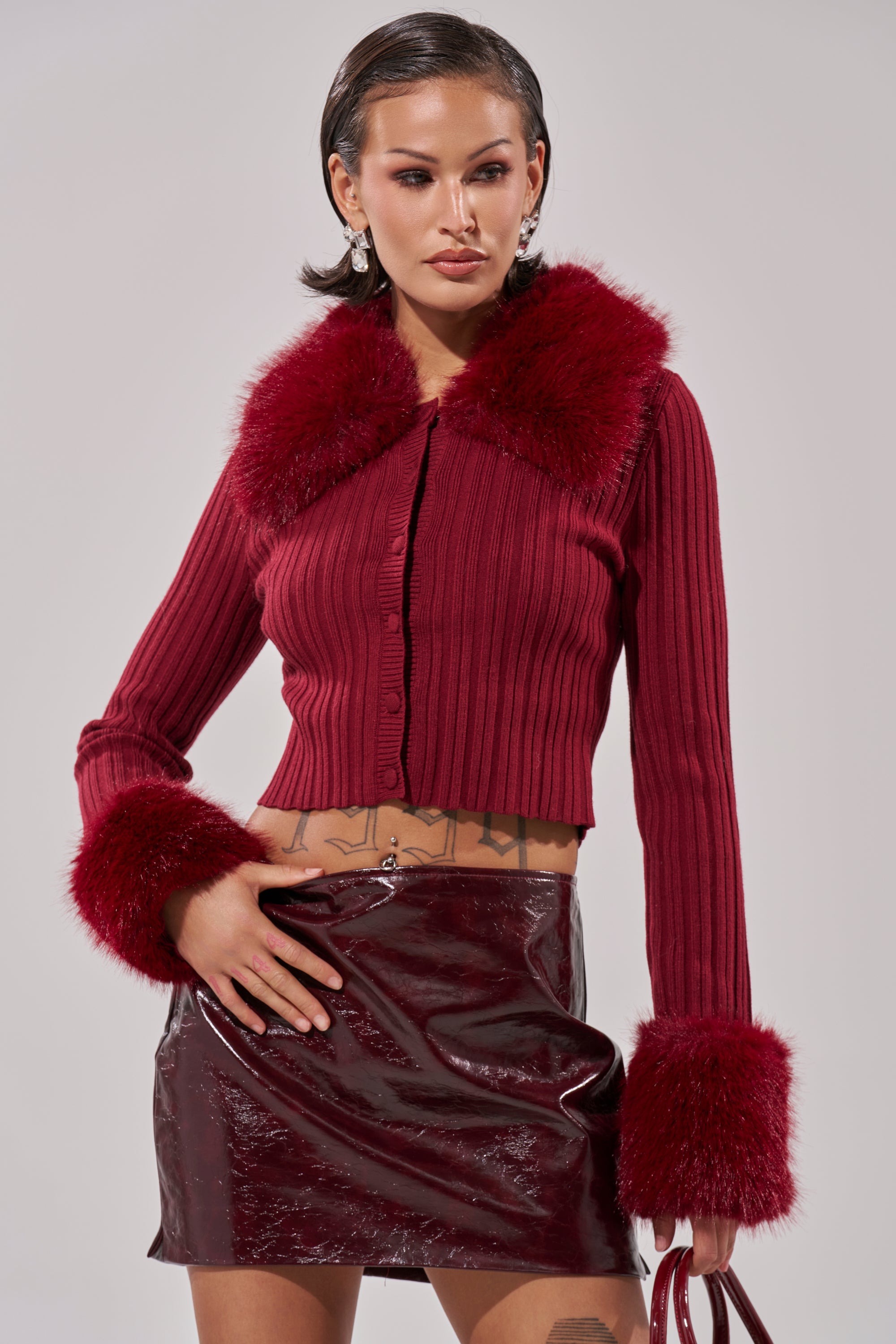 EASE MY MIND CARDIGAN WITH FUR TRIM – AKIRA