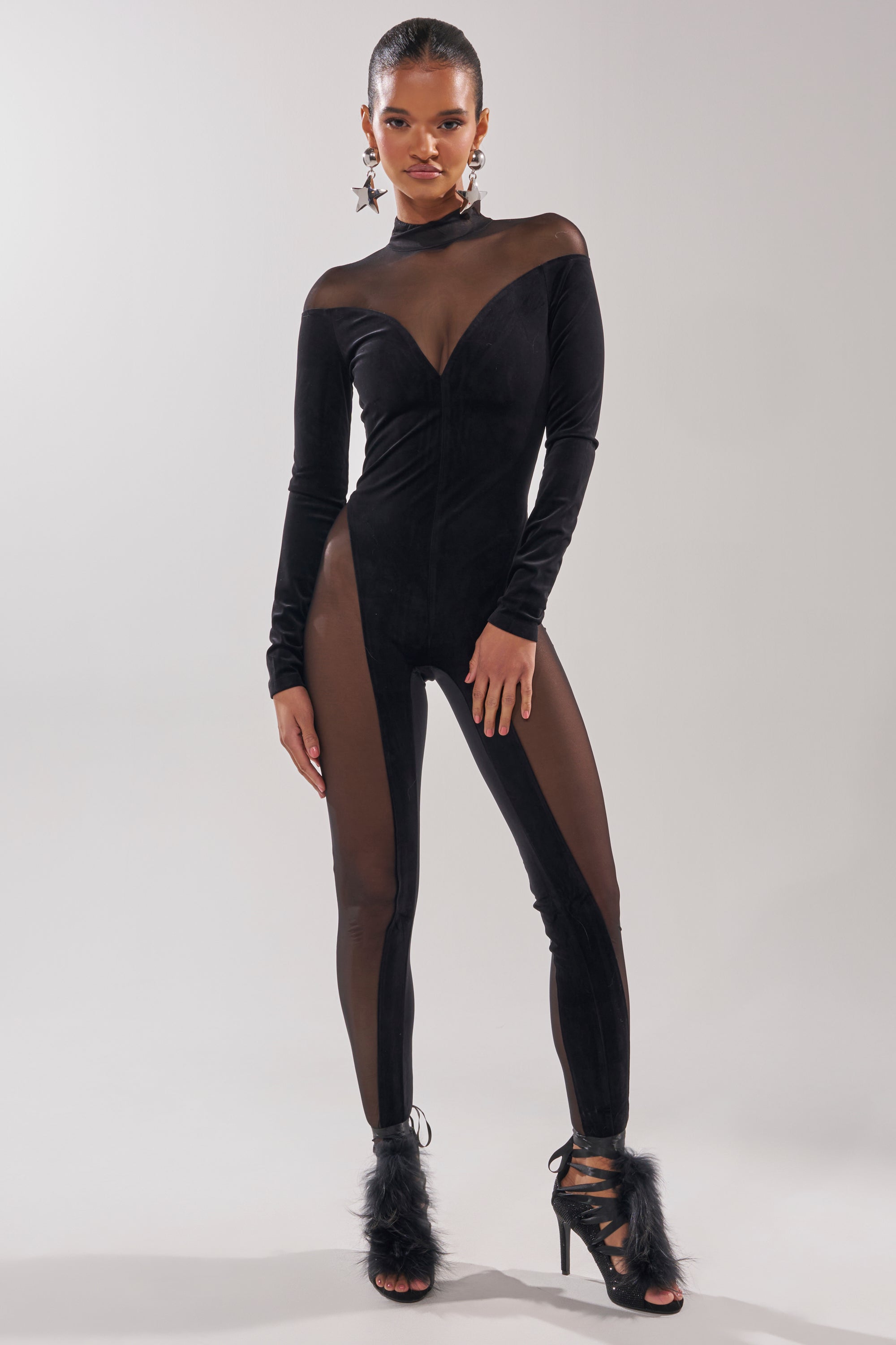 MESH TO IMPRESS LONG SLEEVE JUMPSUIT – AKIRA
