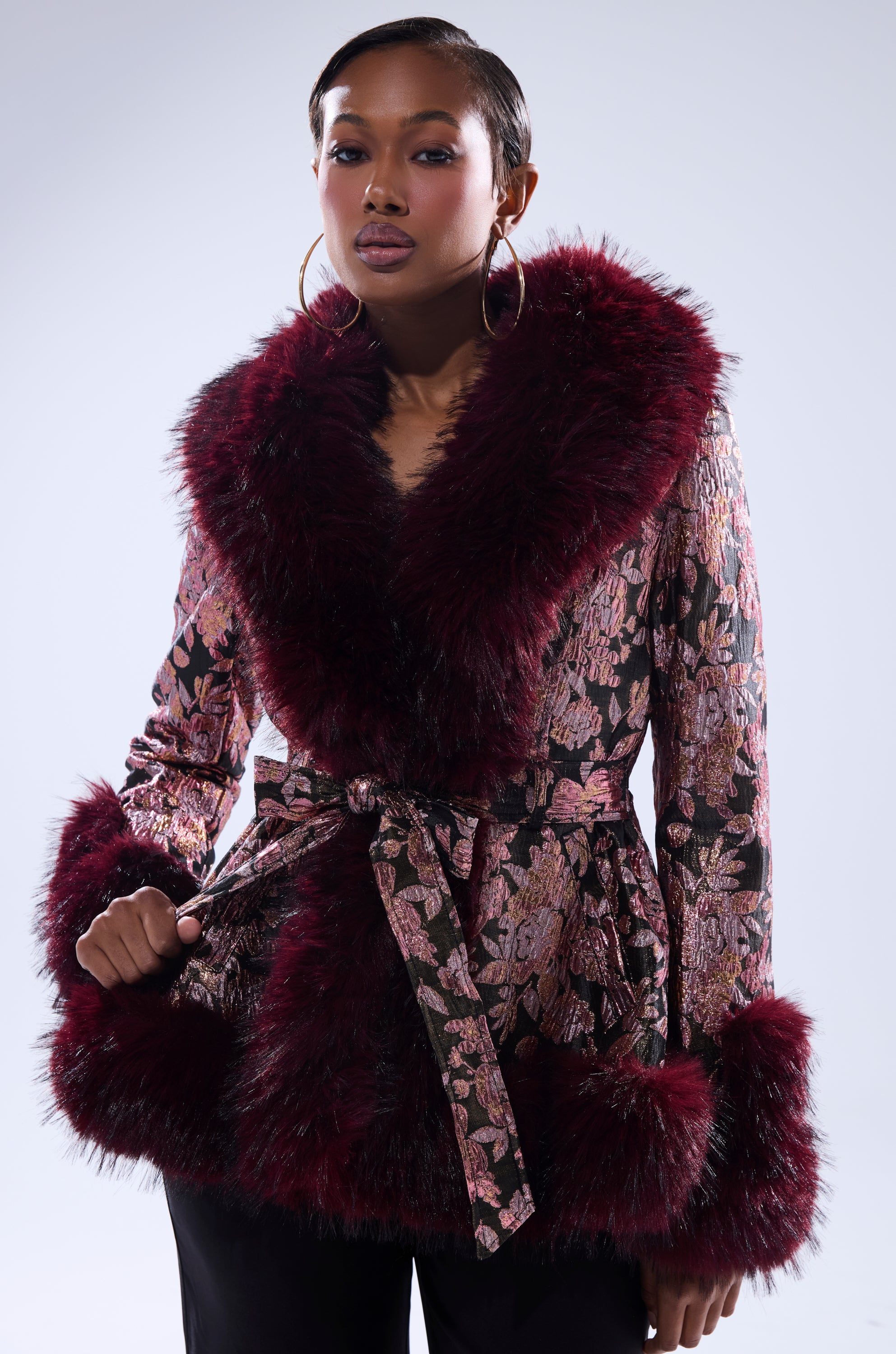 KENZY FUR TRIM MOTO IN PINK MULTI – AKIRA