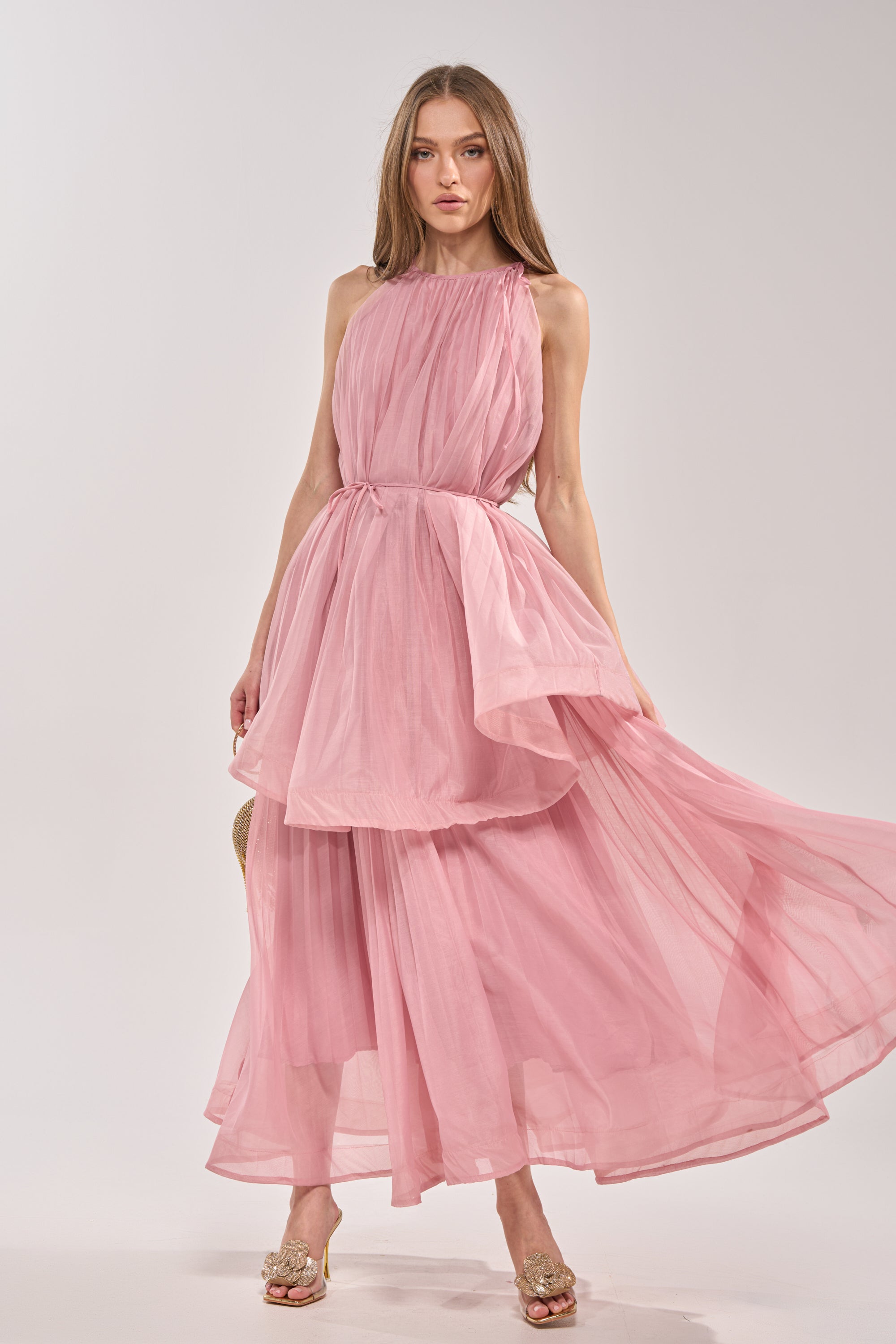 BREEZY GIRL TIERED MAXI DRESS IN BLUSH – AKIRA