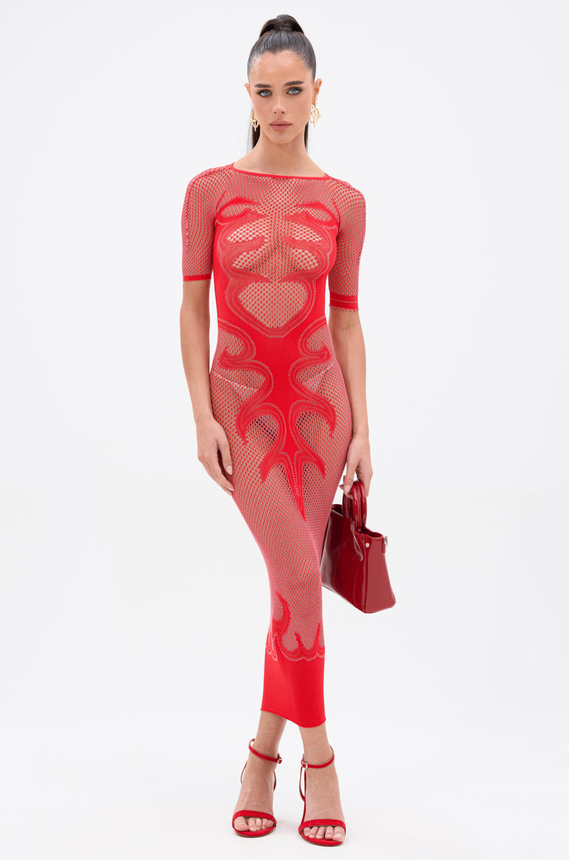 SEXY AS HELL MESH MIDI DRESS IN RED AKIRA SEXY AS HELL MESH MIDI DRESS IN RED AKIRA