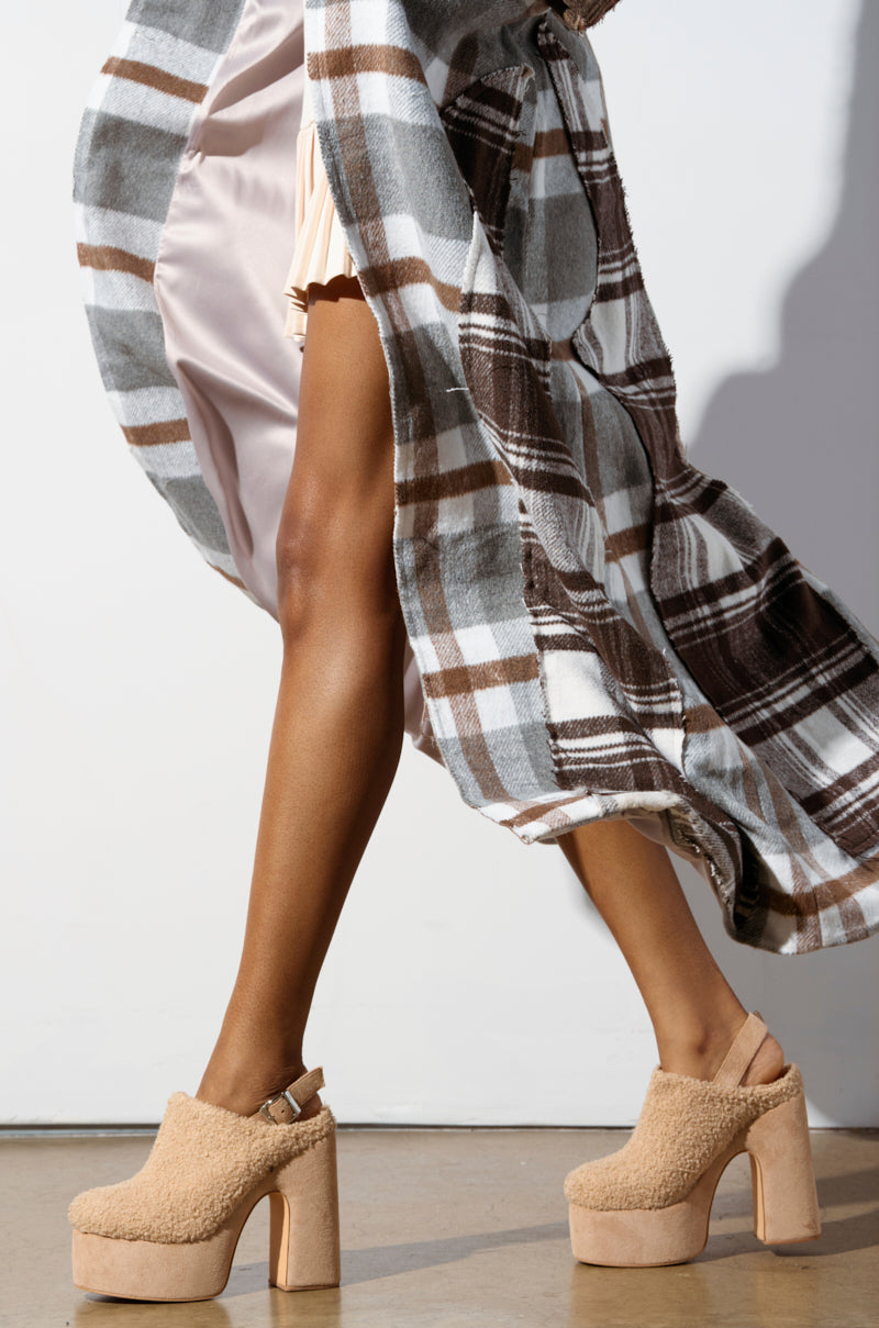 AZALEA WANG MIRROY TAN SHERPA SLING BACK PUMP AKIRA AZALEA WANG MIRROY TAN SHERPA SLING BACK PUMP AKIRA