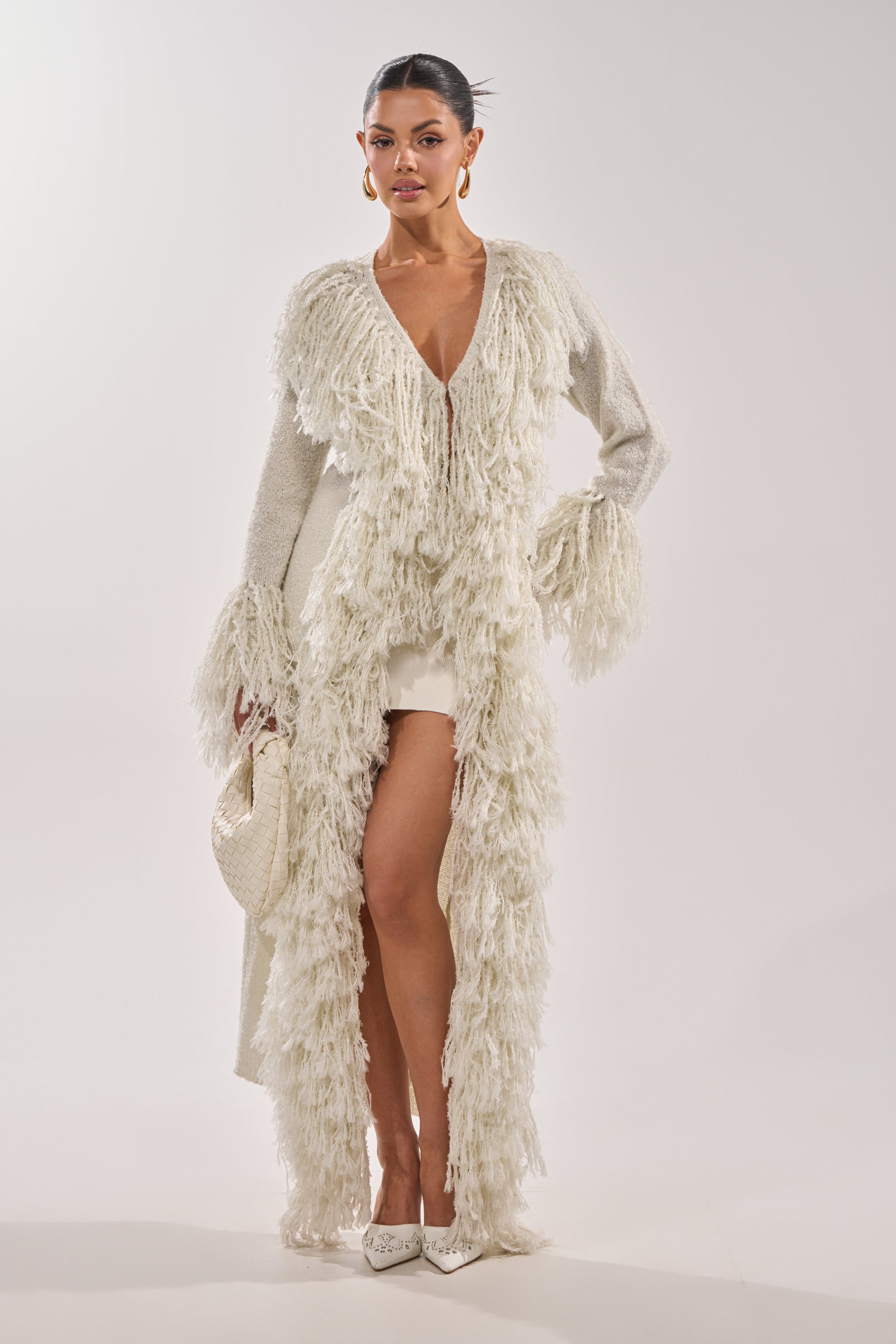 BURRR IT'S COLD OUTSIDE FRINGE OVERSIZED SWEATER IN IVORY – AKIRA