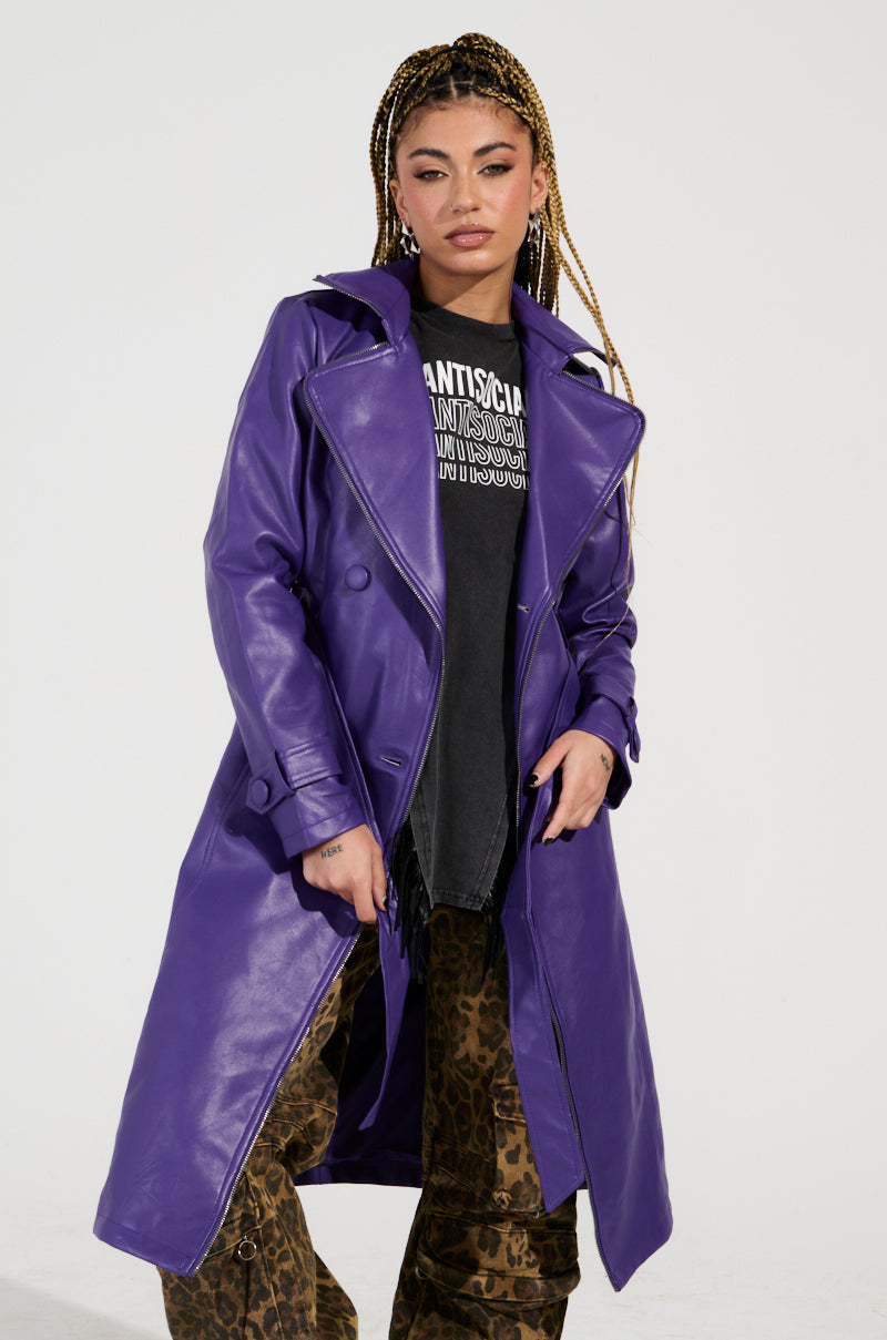 SANDO ZIPPER TRIM TRENCH IN PURPLE - Main Image