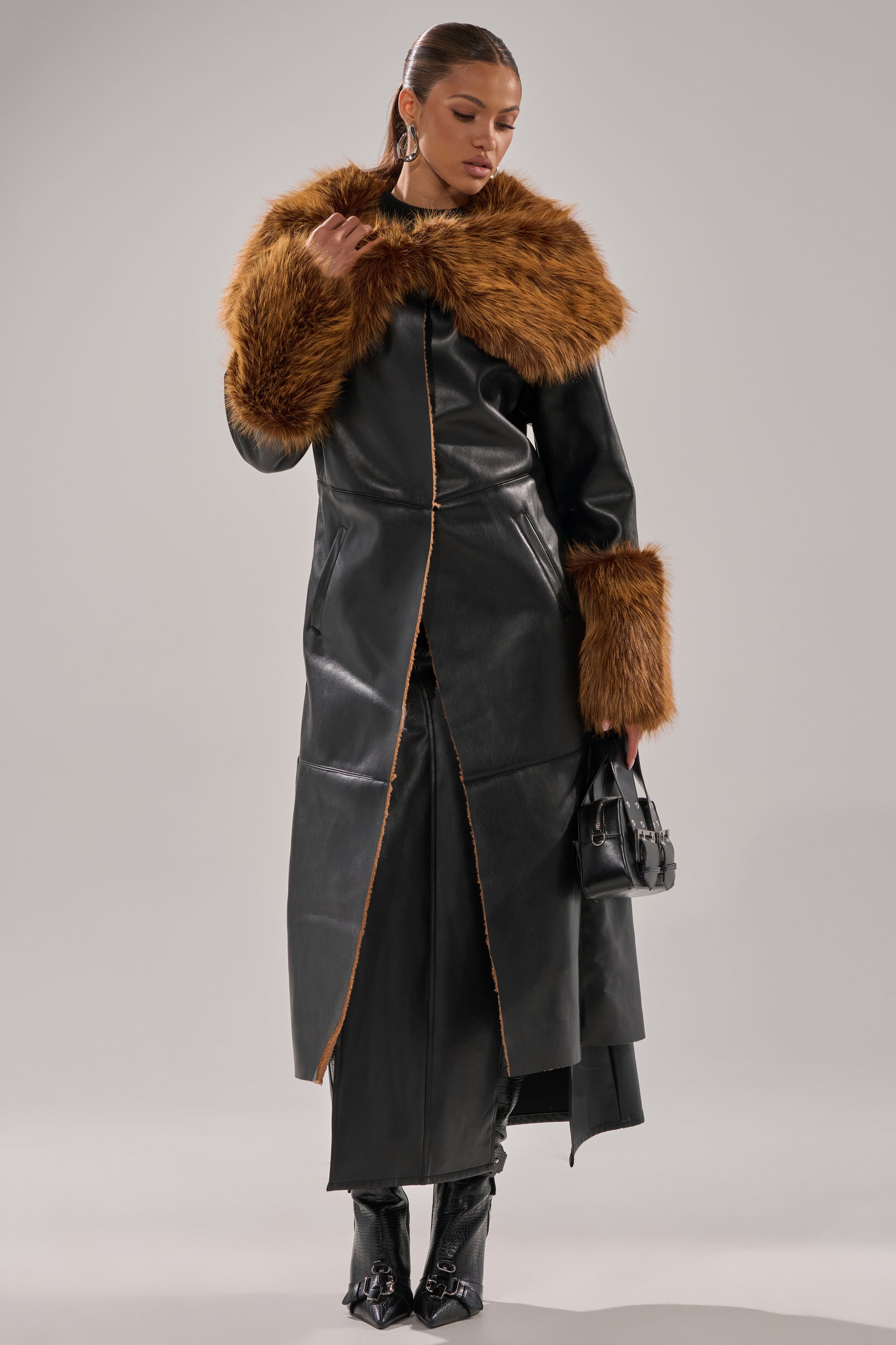 SIREN FUR TRIM TRENCH COAT