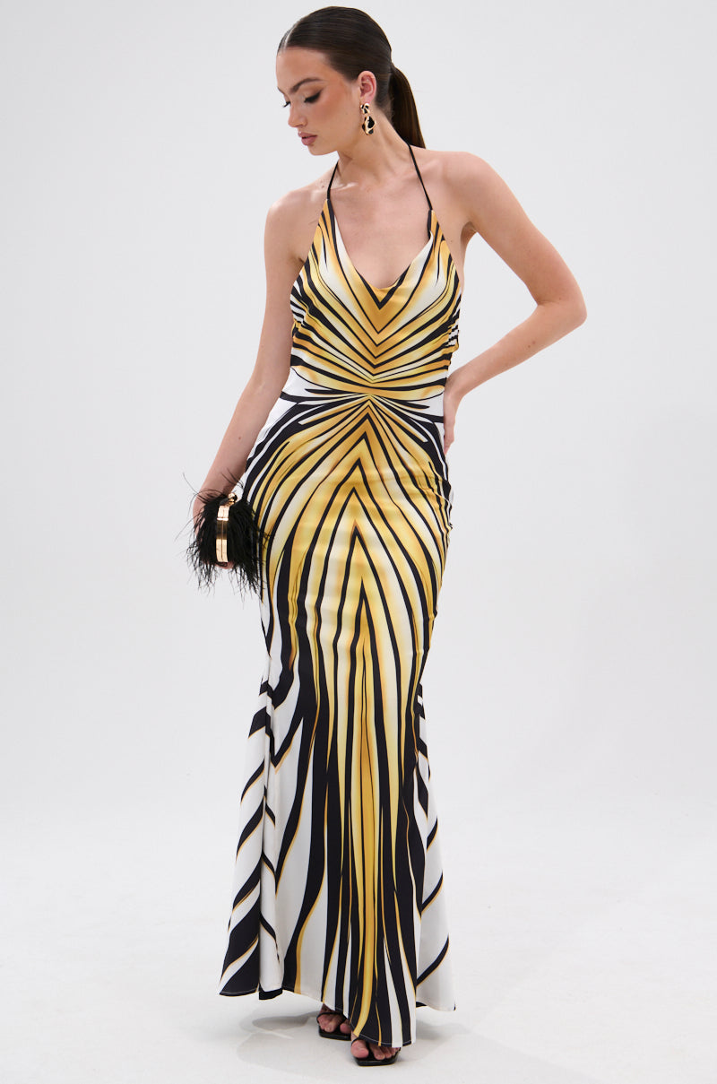 COVER STAR PRINTED SATIN MIDI DRESS AKIRA COVER STAR PRINTED SATIN MIDI DRESS AKIRA
