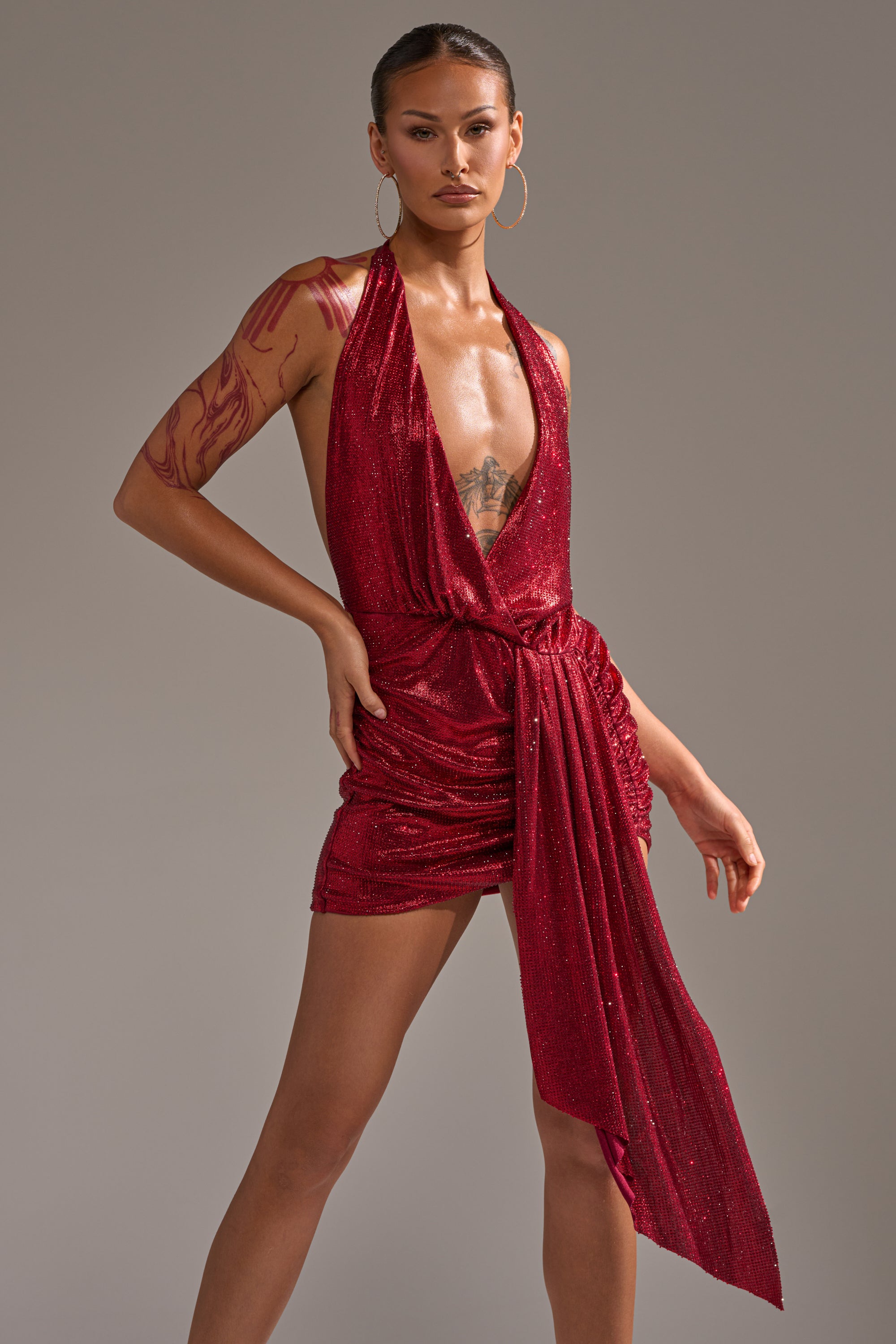 DREAM GIRL RHINESTONE DRESS IN RED – AKIRA