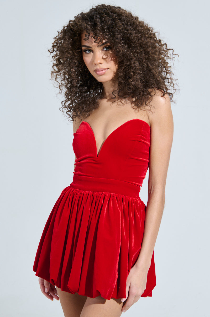 FEEL SOMETHING VELVET MINI DRESS IN RED AKIRA FEEL SOMETHING VELVET MINI DRESS IN RED AKIRA