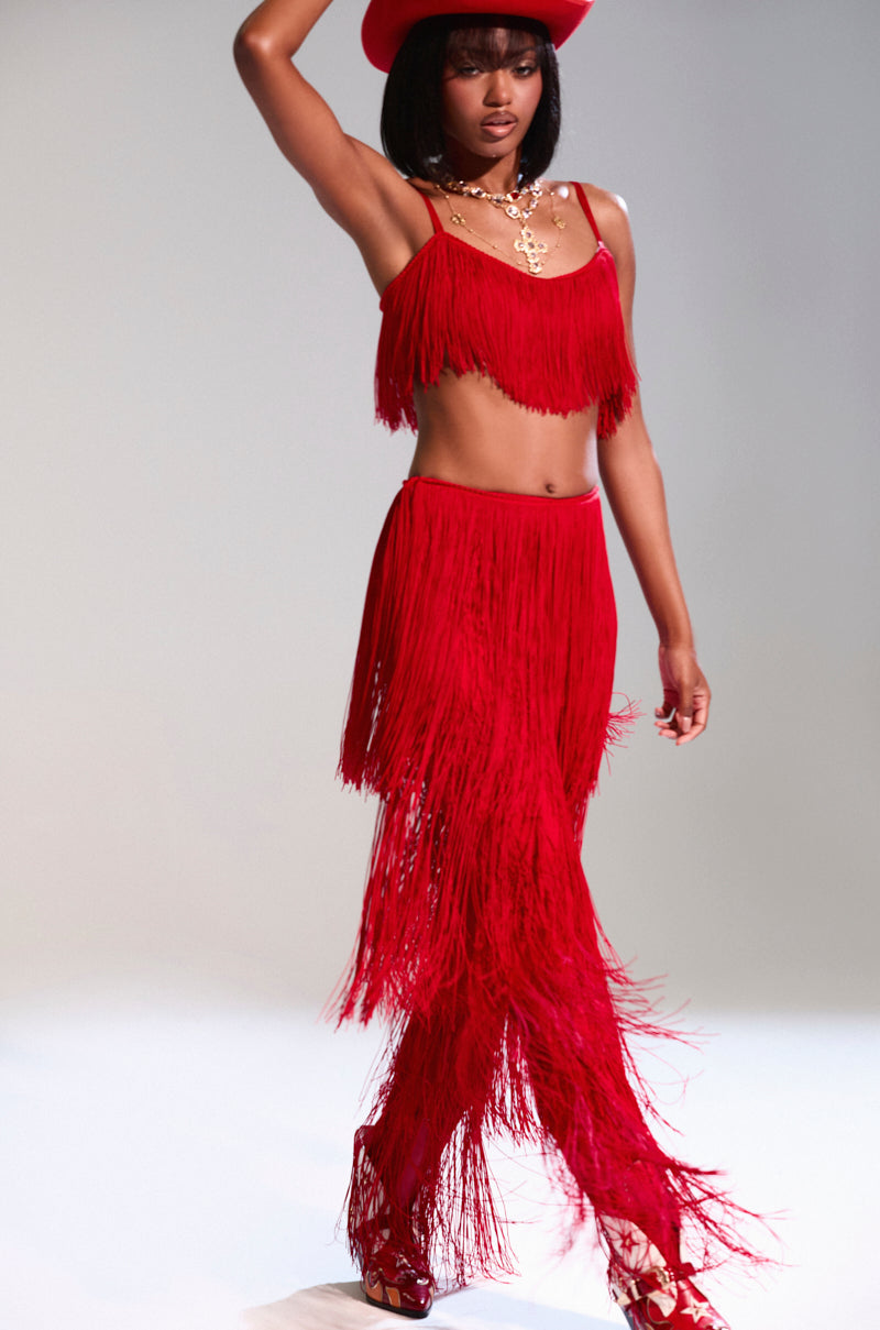 OH SO FRINGE PANTS IN RED – AKIRA - Main Image