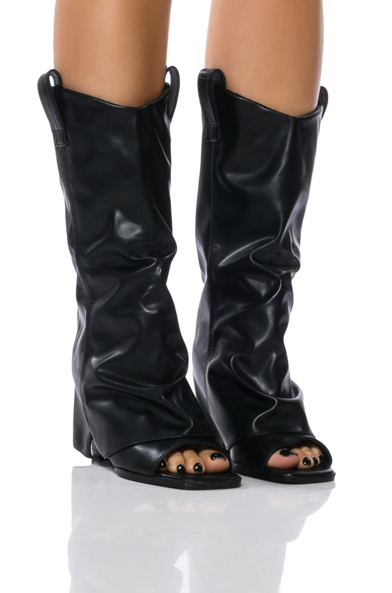 Shoe Black Thigh High Boots Peep Toe Ankle Boots Thigh High