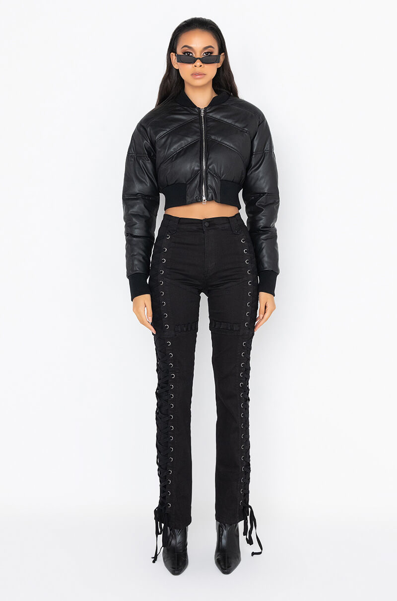 Full View All Around Me Lace Up Straight Jeans