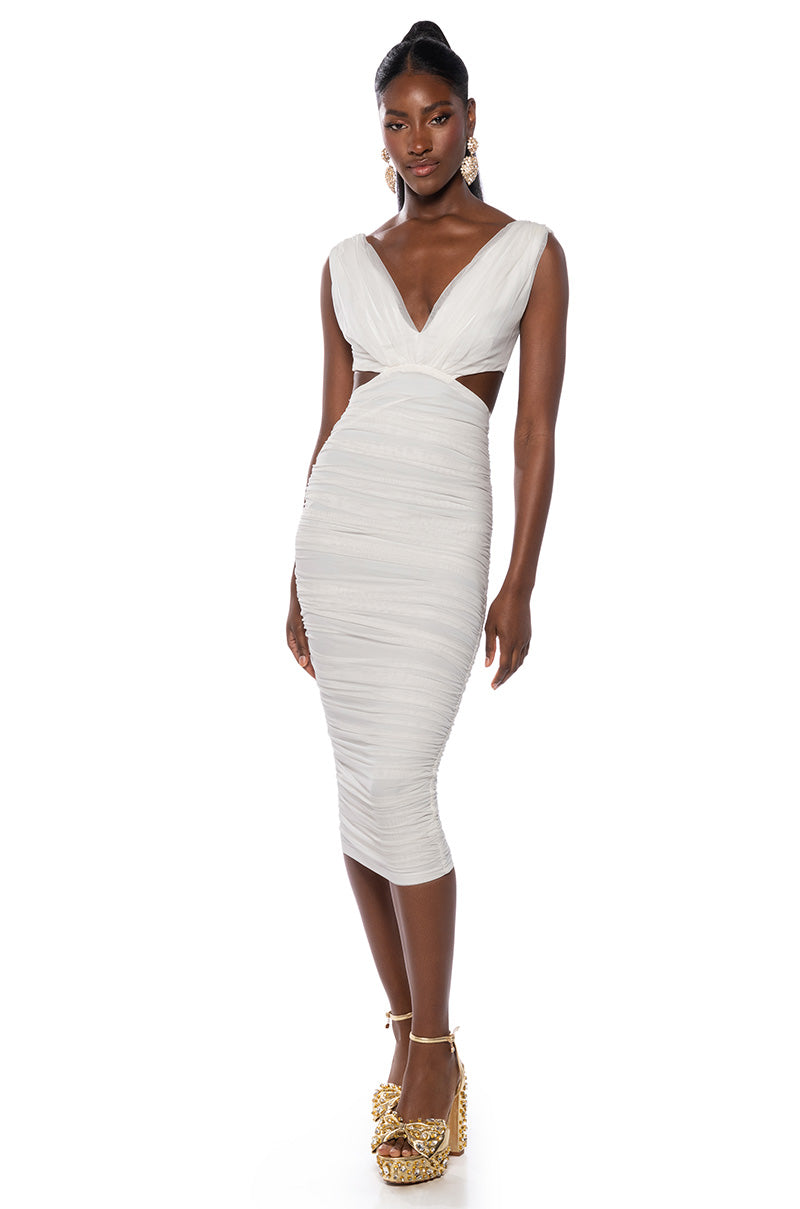 ALWAYS A SLAY THIS WAY LOW V NECK MIDI DRESS AKIRA ALWAYS A SLAY THIS WAY LOW V NECK MIDI DRESS AKIRA