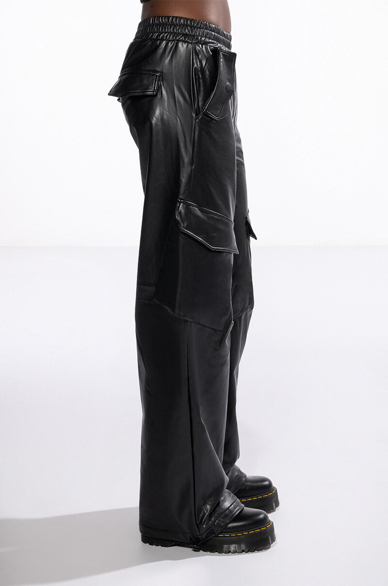 Full View Always Winning Faux Leather Cargo Pants