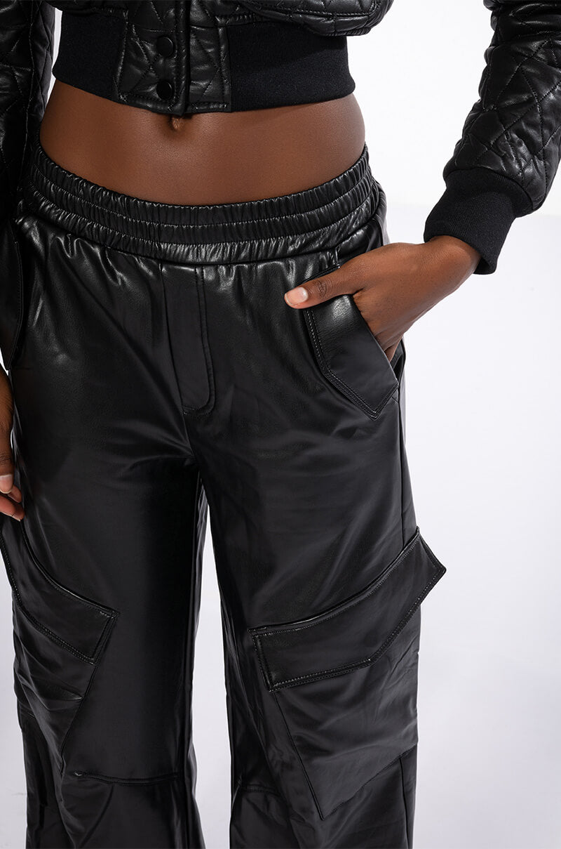 Extra View Always Winning Faux Leather Cargo Pants