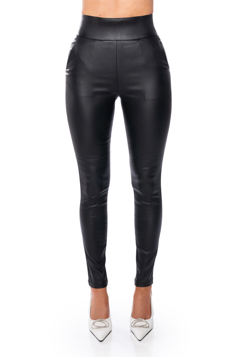 Detail View Ammo X Akira Big Booty High Waist Pleather Pant With 4 Way Stretch