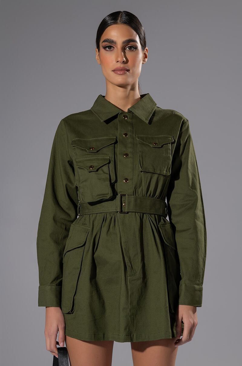 cargo dress long sleeve Lady Long Sleeve Cargo Dress Midi Swing High Neck Baggy Casual Pocket Solid