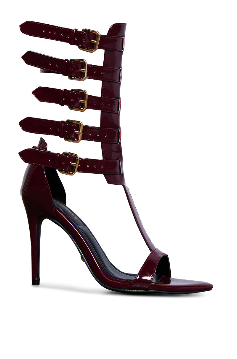 Back View Azalea Wang Cherell Burgundy Sandal