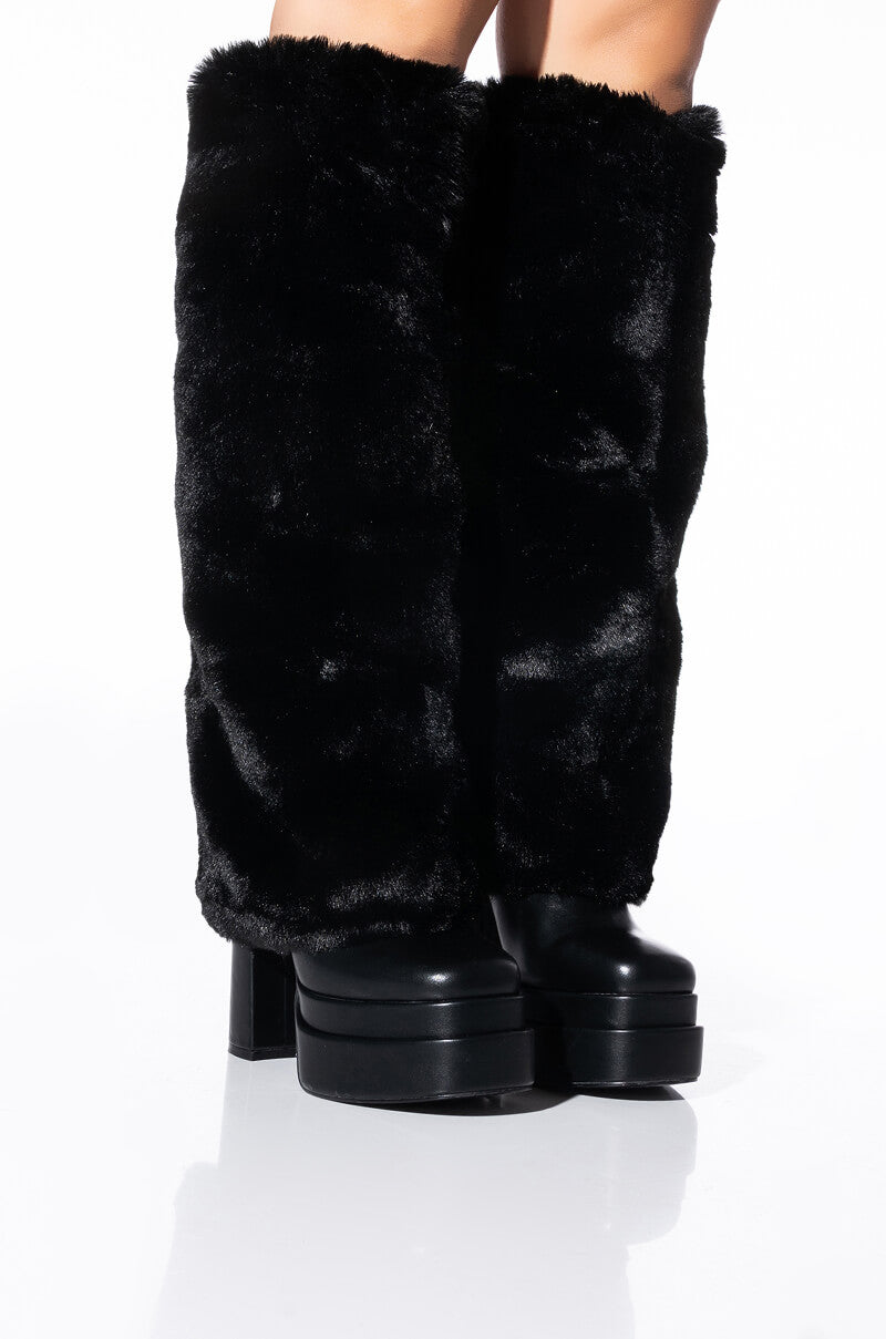 AZALEA WANG COCO FUR FOLD OVER BOOT IN BLACK view 0