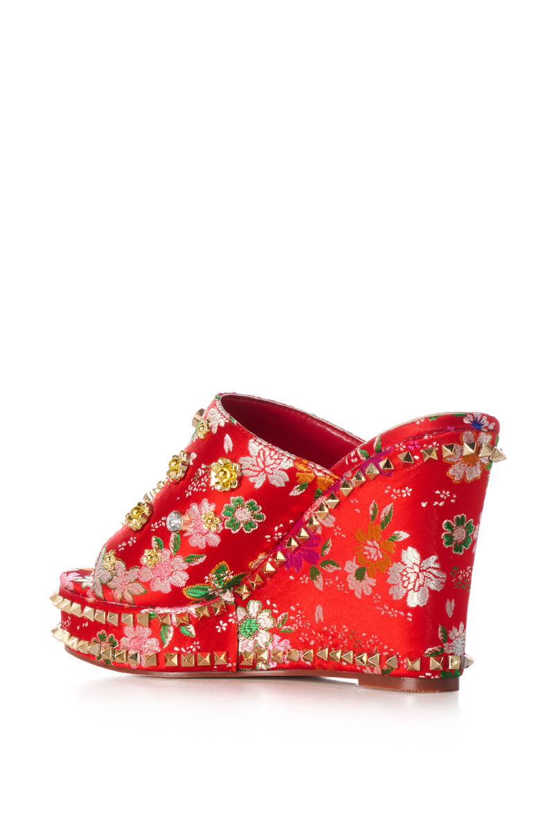 Detail View Azalea Wang Demeter Red Wedge Sandal