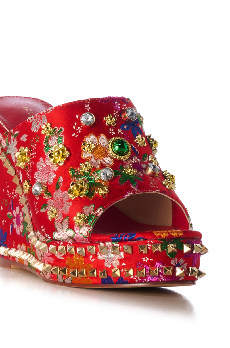 Full View Azalea Wang Demeter Red Wedge Sandal