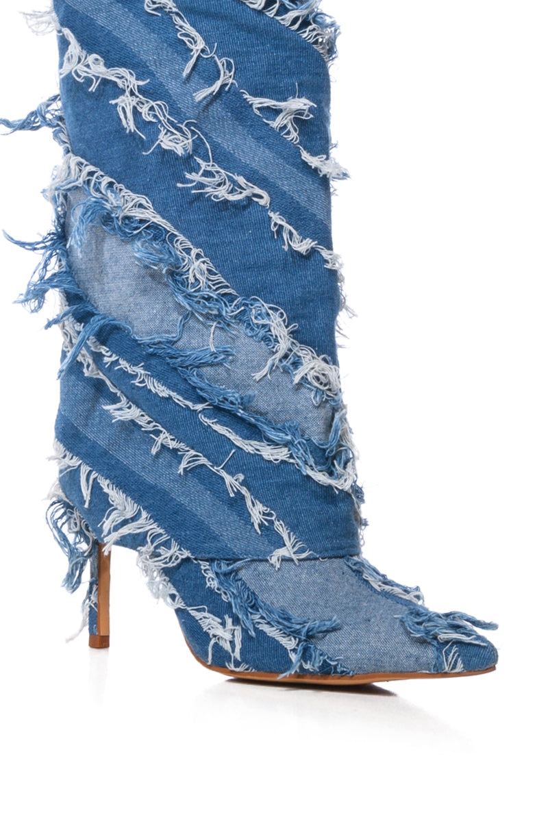 Full View Azalea Wang Fisher Fold Over Boot In Denim