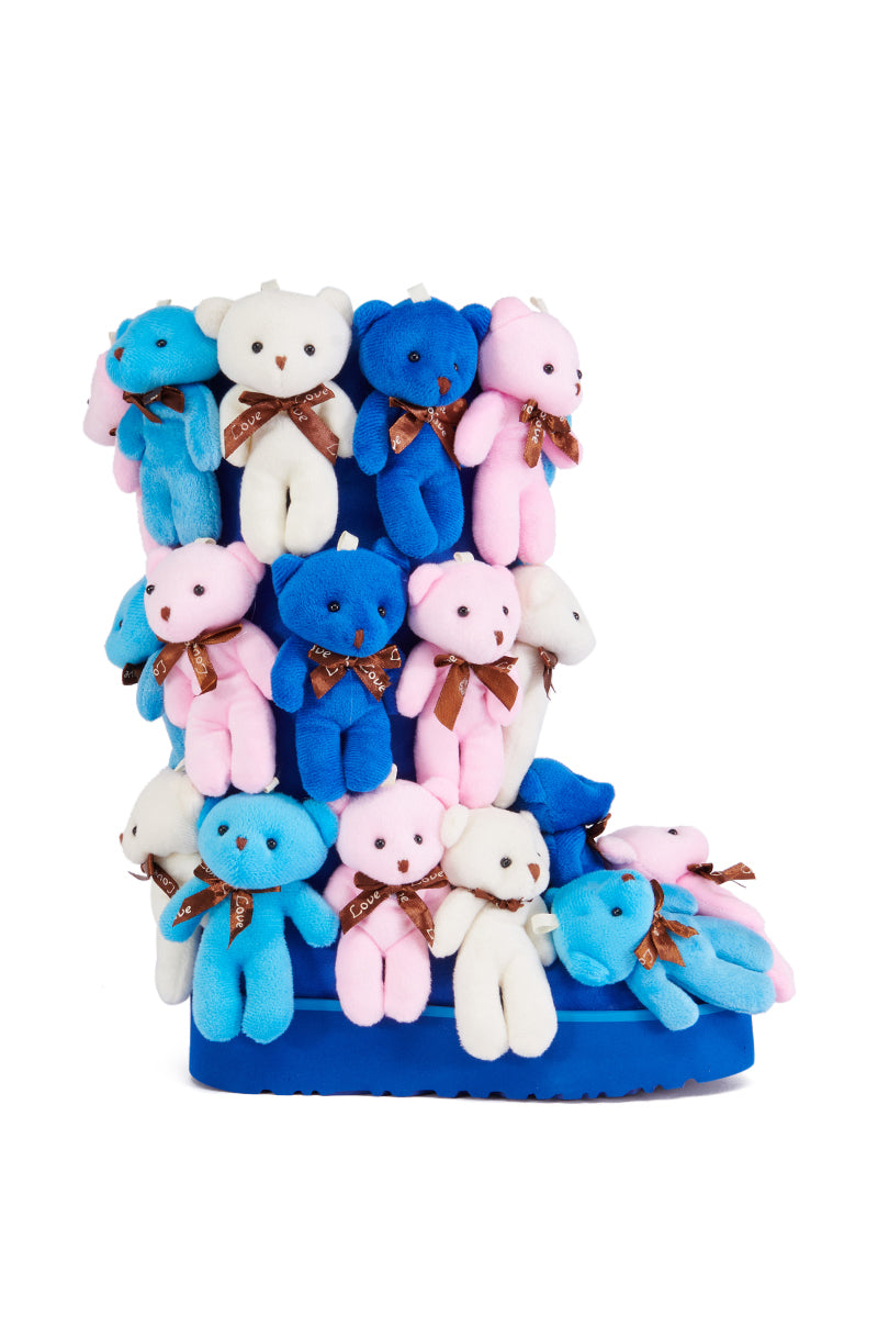 Side View Azalea Wang Honey Pie Teddy Bear Flat Boot In Multi