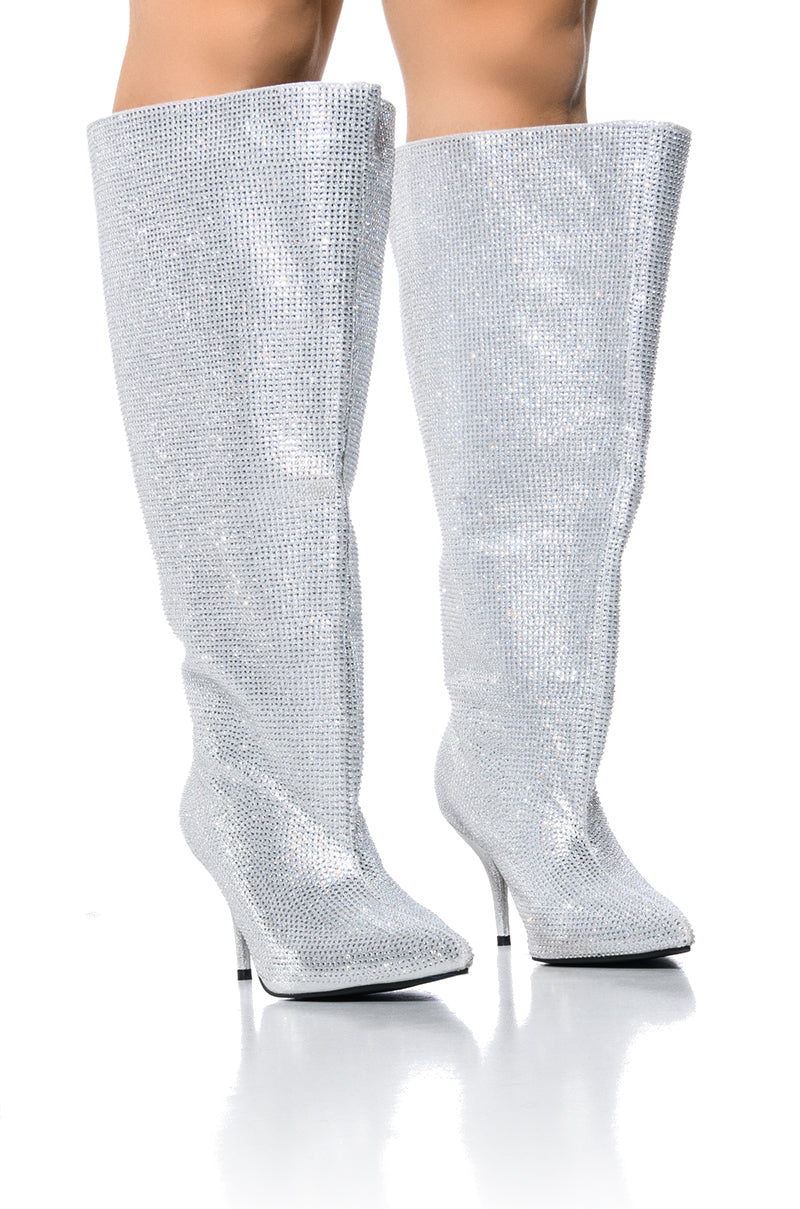 AZALEA WANG JARROW SILVER RHINESTONE BOOTIE view 0