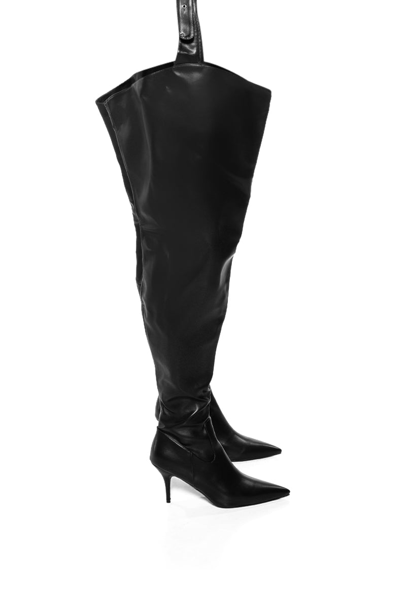 Full View Azalea Wang Lewanna Black Thigh High Tie Boot