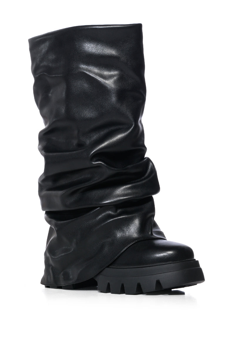 Back View Azalea Wang Mate Black Ruched Boot